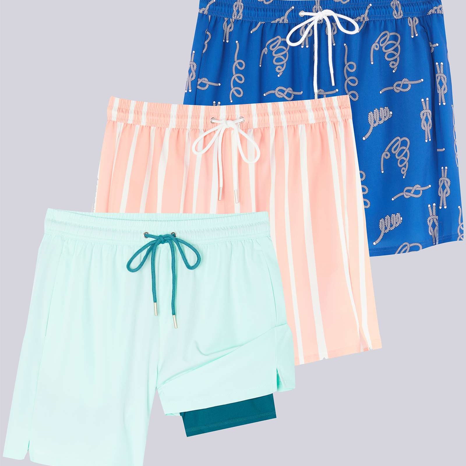 3 Pack: Men's 7" 2-in-1 Swim Trunks with Compression Liner