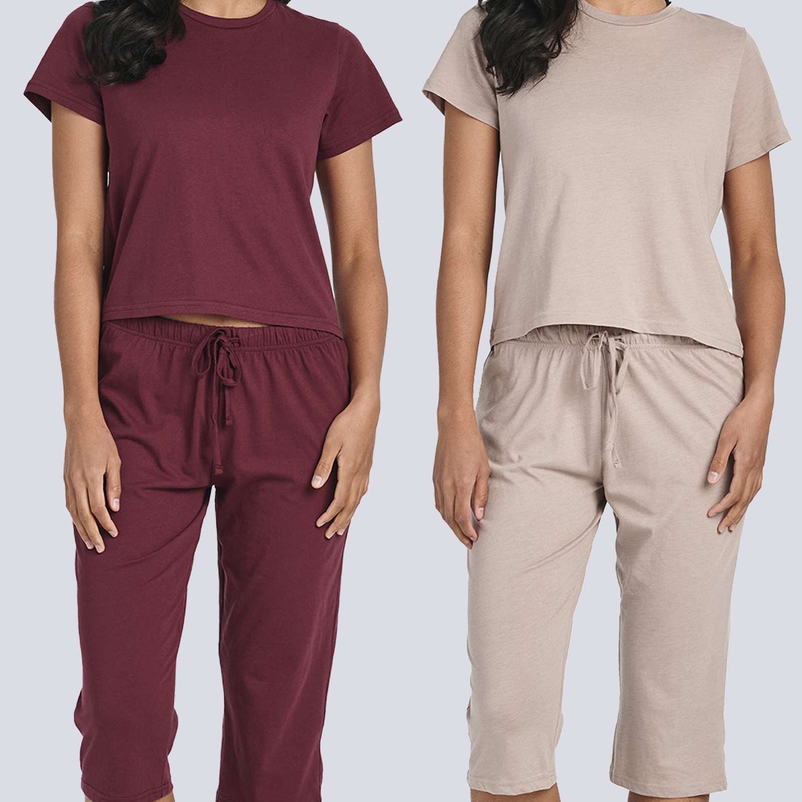 2 Pack: Women's Cotton Pajamas with Capri Pants