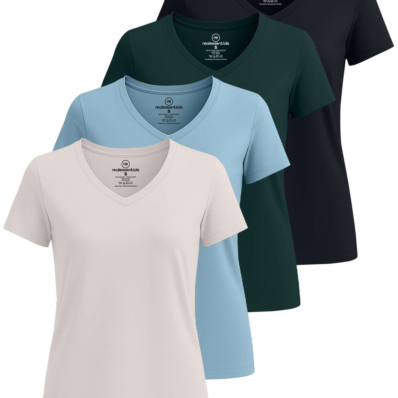 4 Pack: Women's Short-Sleeve V-Neck T-Shirt (Available in Plus Size)