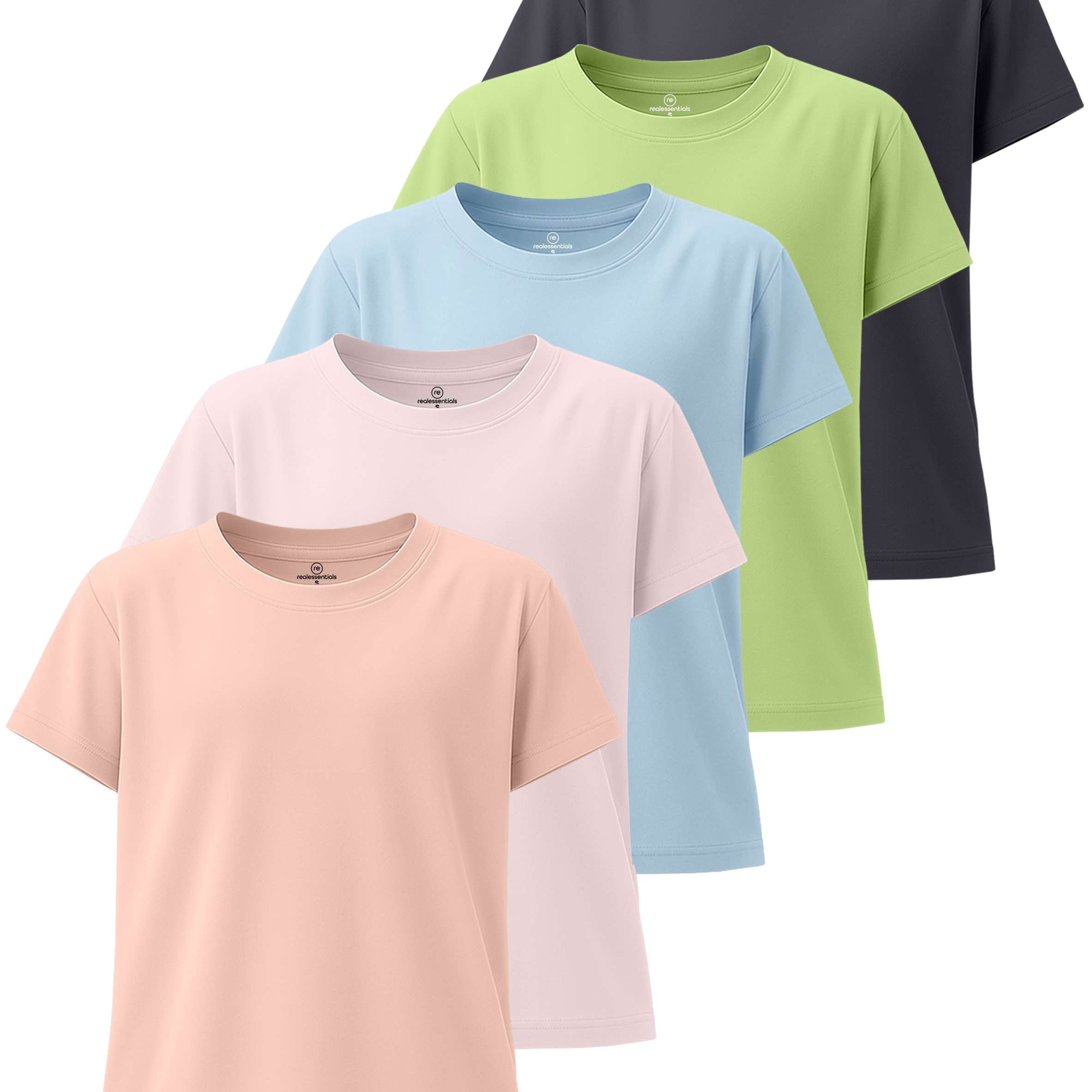 4 Pack: Girls Short Sleeve Dry-Fit Crew Neck Active T-Shirt