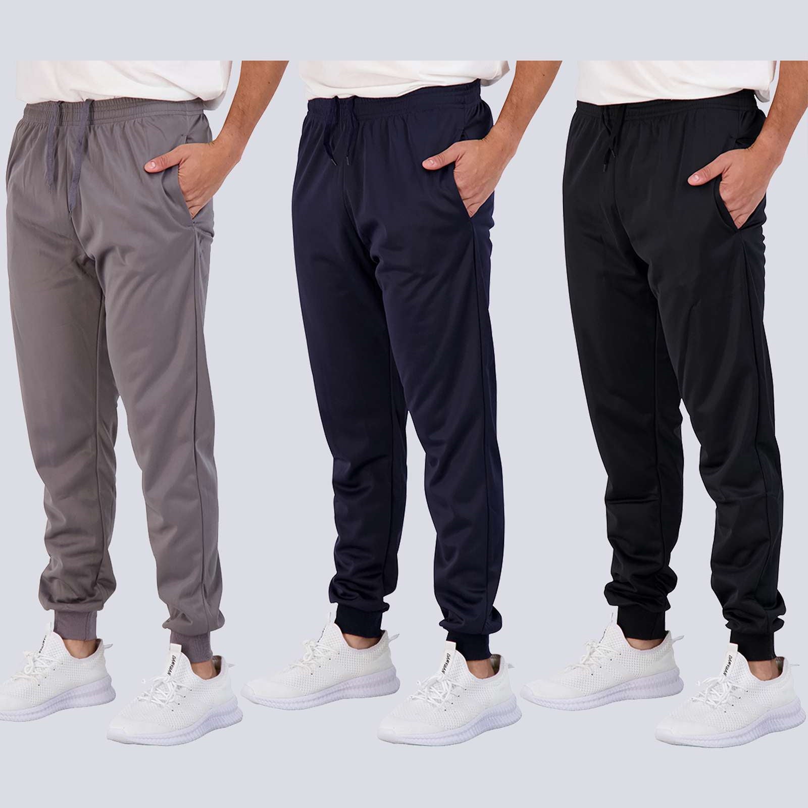 3 Pack: Boys Active Fleece-Lined Tricot Jogger Sweatpants