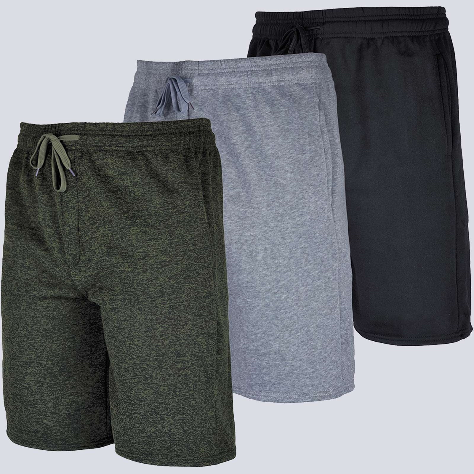 3 Pack: Mens 9" Fleece Casual Lounge Shorts
