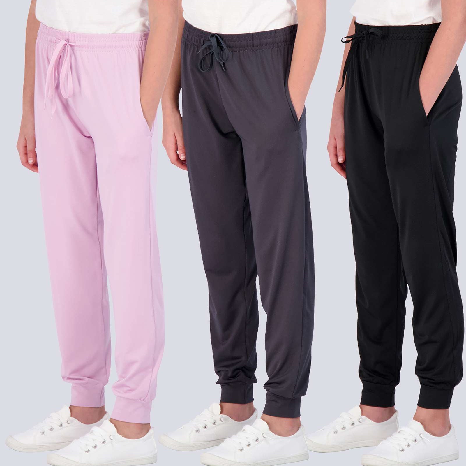 3 Pack: Girls Dry-Fit Active Jogger Sweatpants