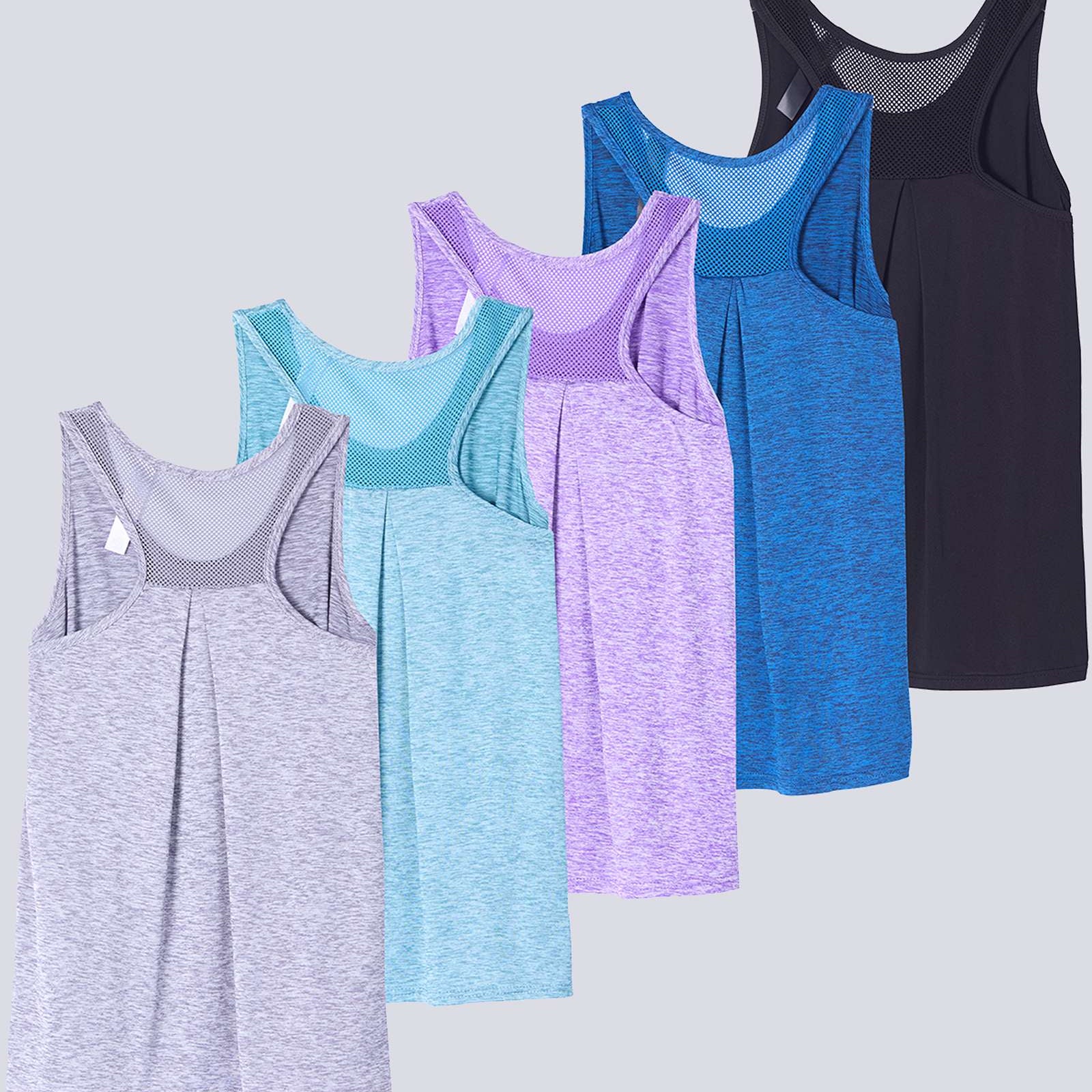 5 Pack: Women's Racerback Workout Tank Top