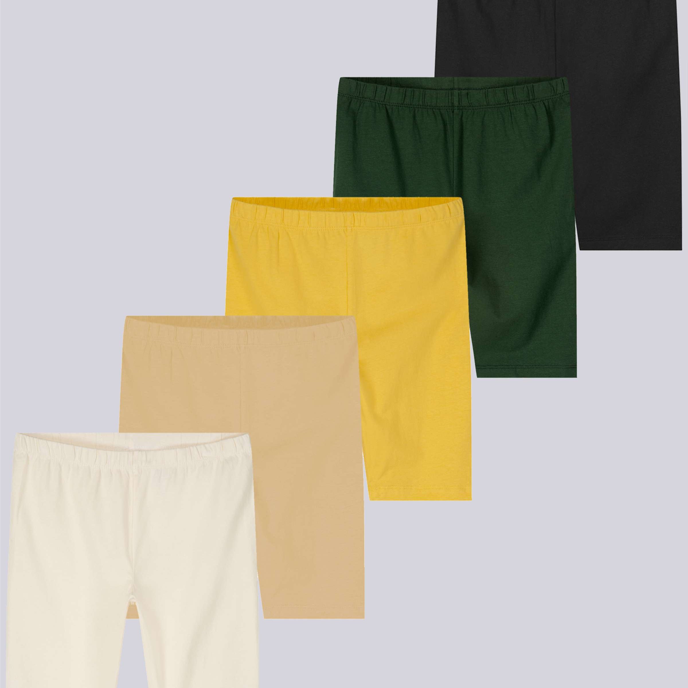 5 Pack: Girls' Cotton Spandex Biker Shorts