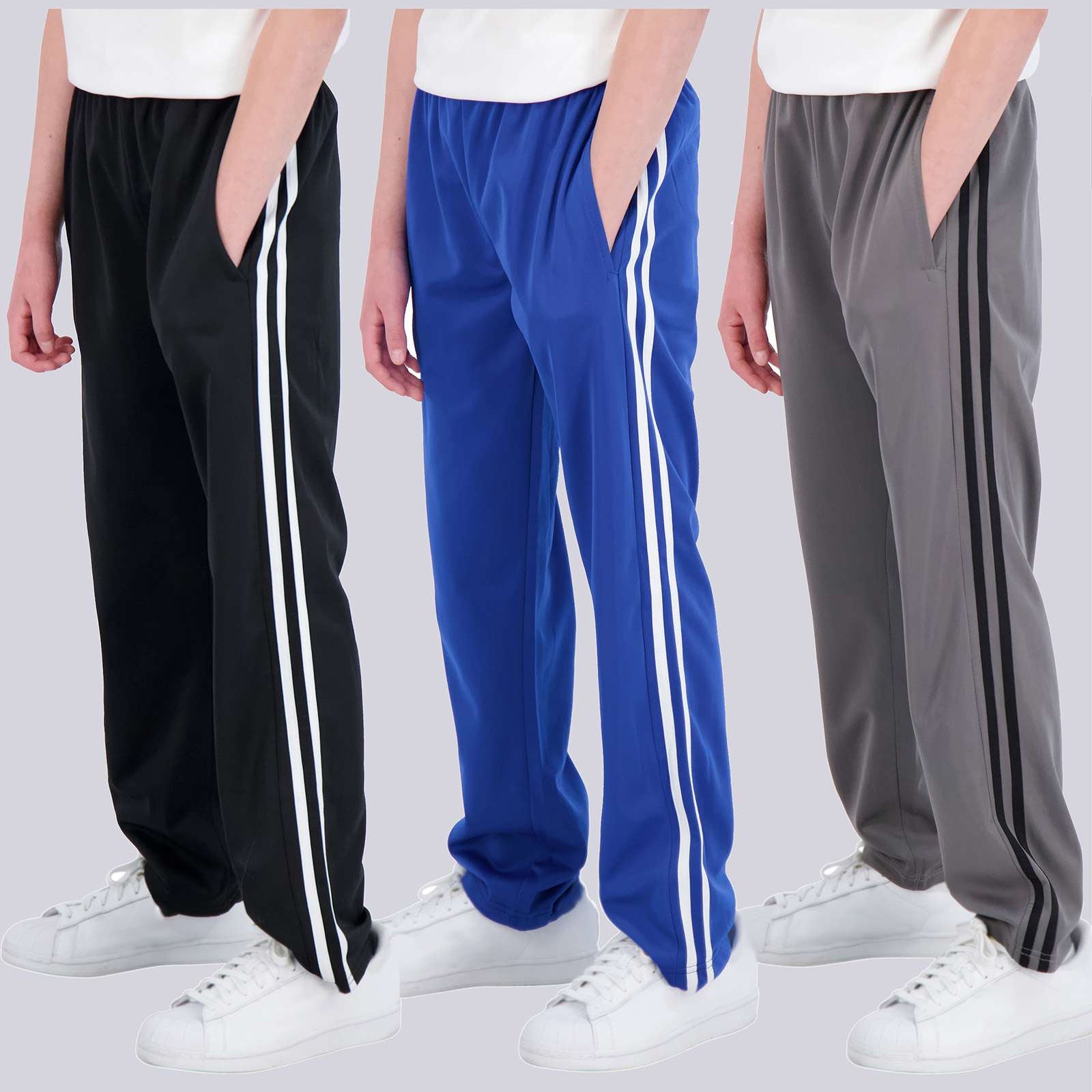 3 Pack: Boys Tricot Open Bottom Fleece-Lined Sweatpants