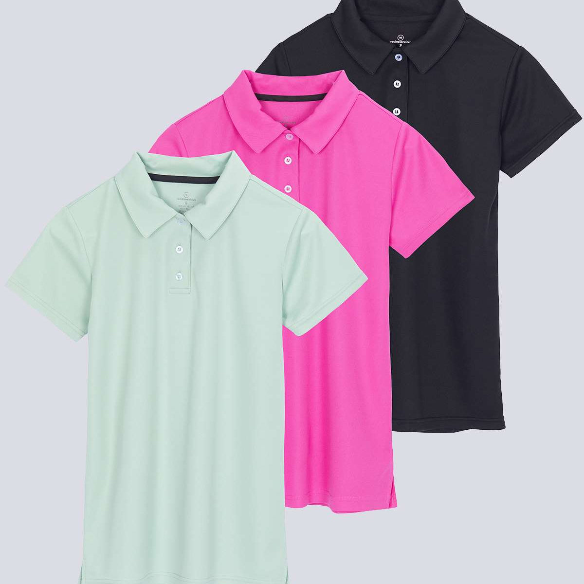3 Pack: Womens Short Sleeve Dry-Fit Performance Polo Shirt (Available In Plus Size)