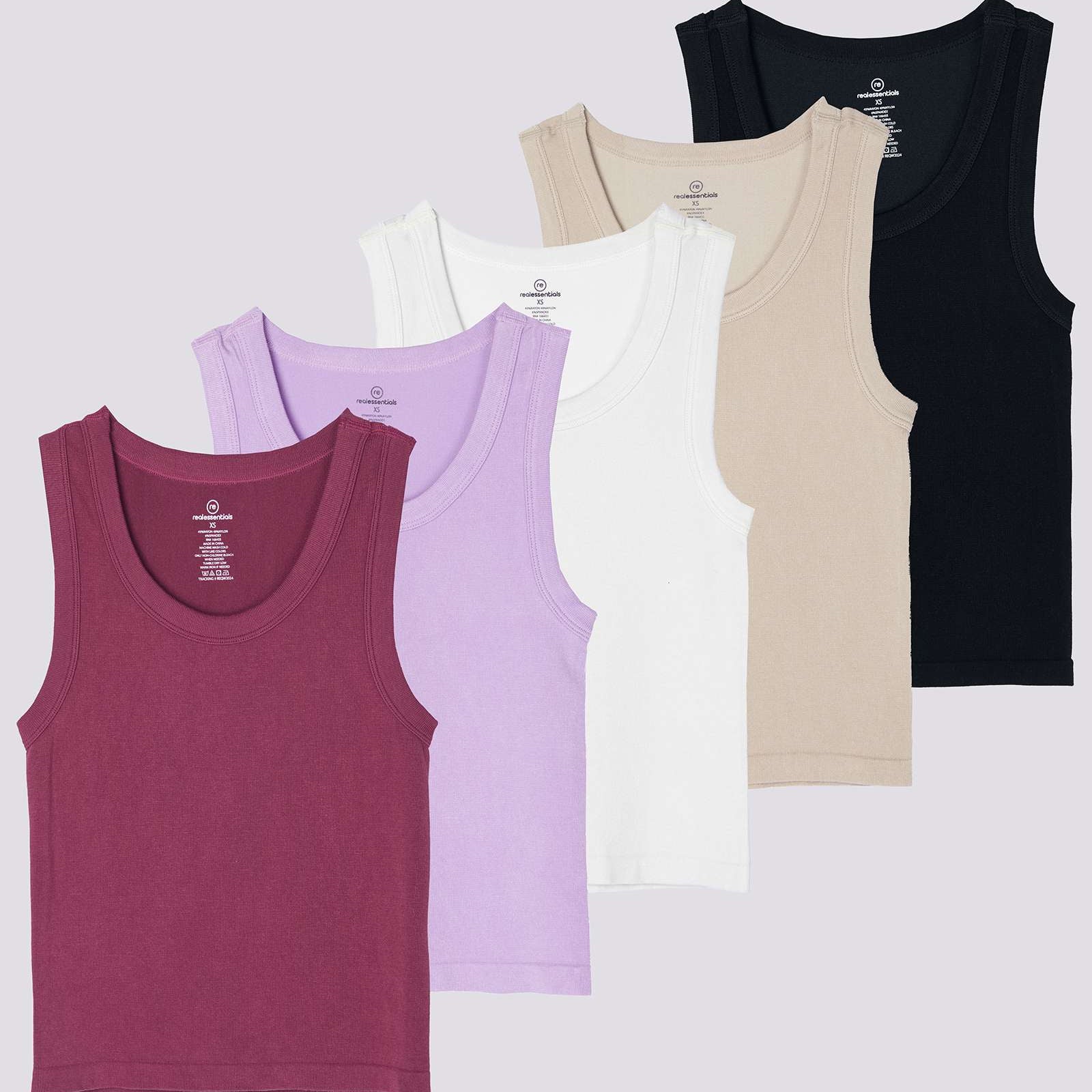 5 Pack: Women's Seamless Ribbed Cropped Tank Top