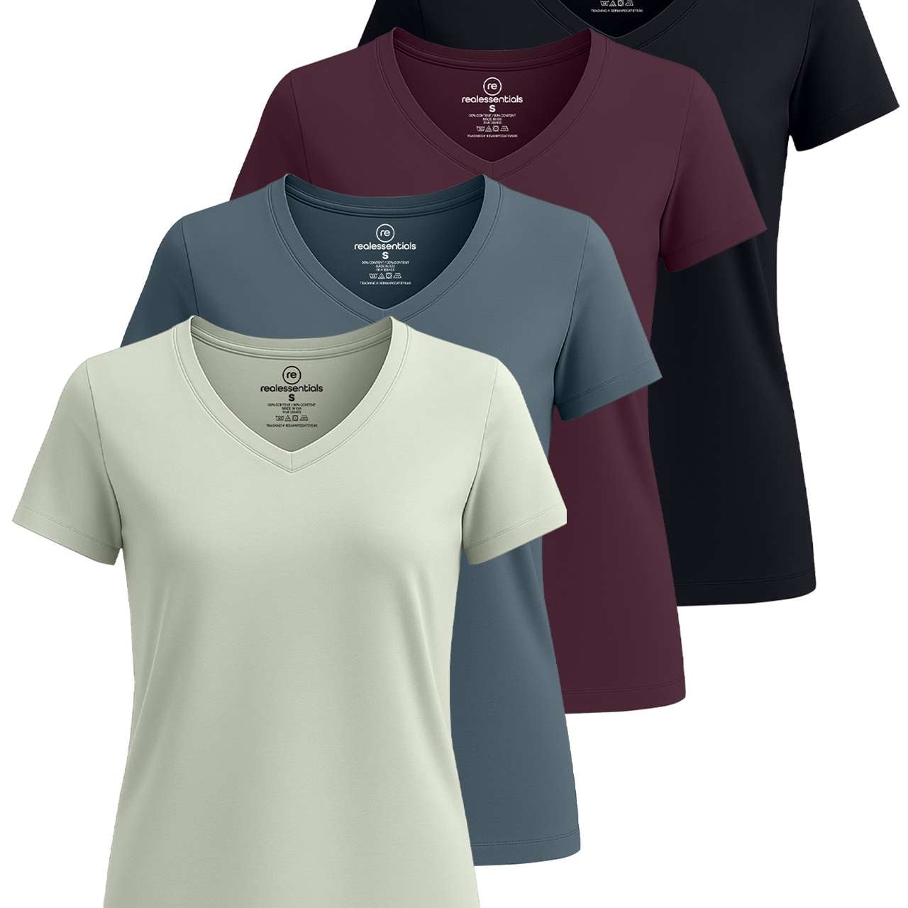 4 Pack: Women's Short-Sleeve V-Neck T-Shirt (Available in Plus Size)