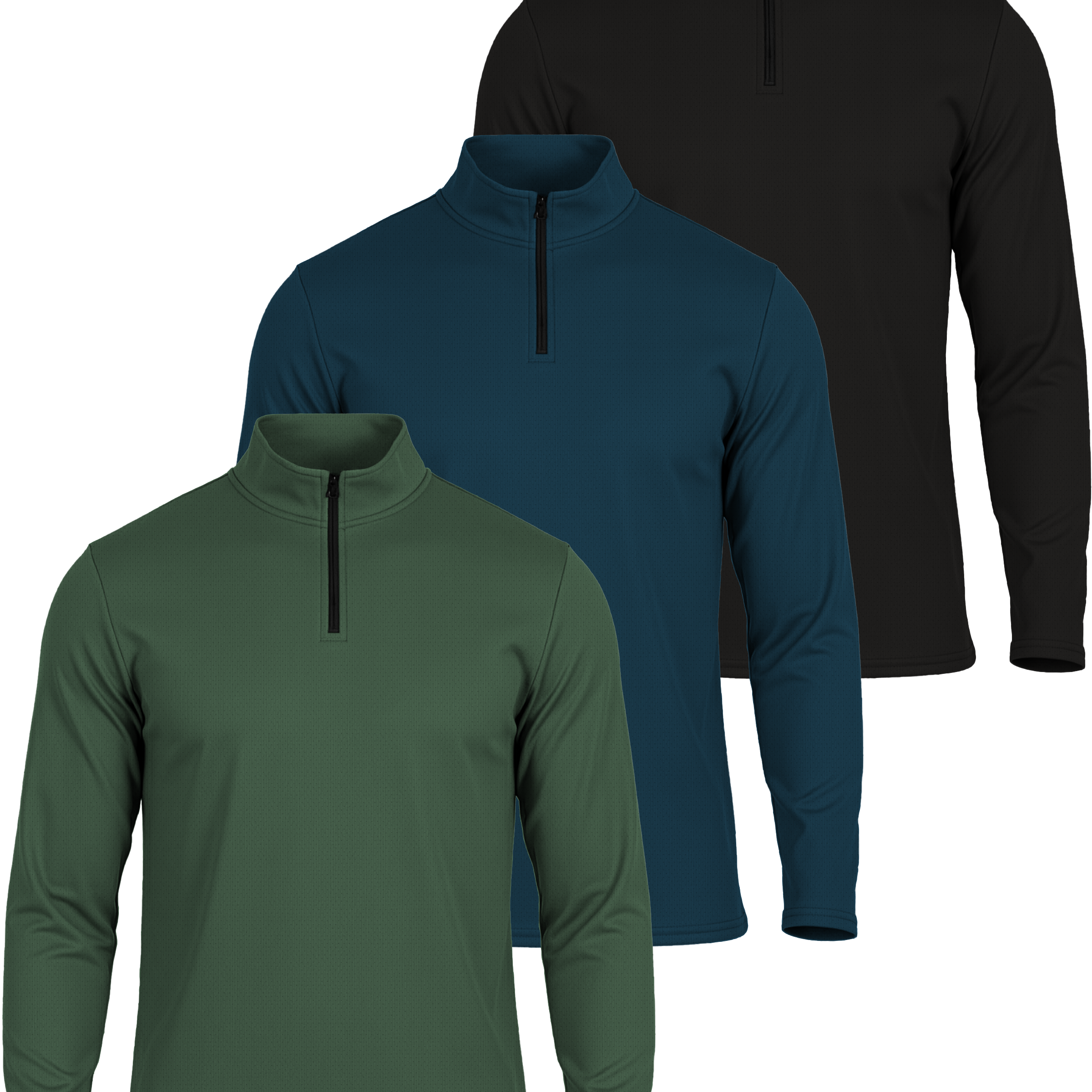 3 Pack: Mens Mesh Active Quarter Zip Pullover