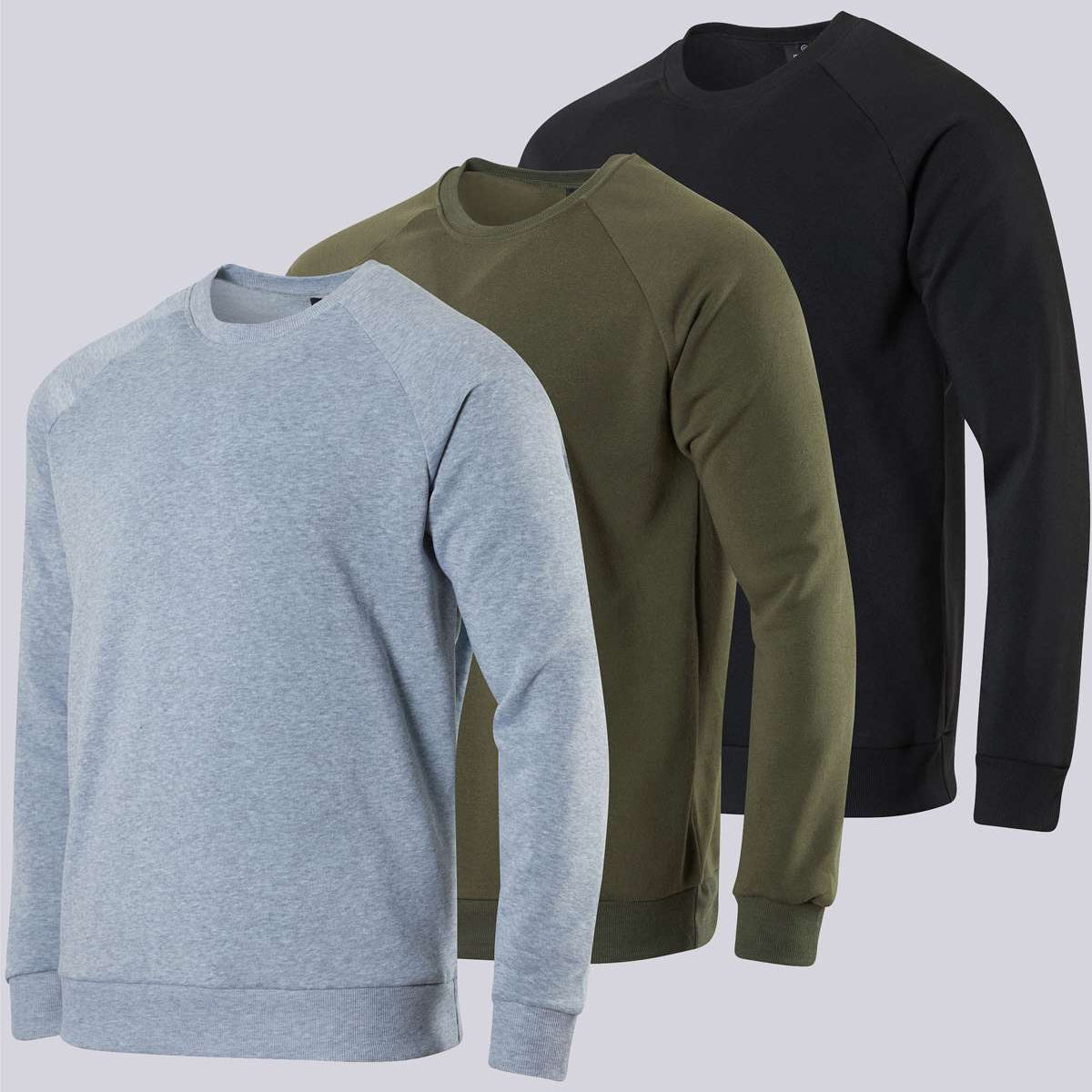 3 Pack: Mens Fleece Crewneck Pullover Sweatshirt
