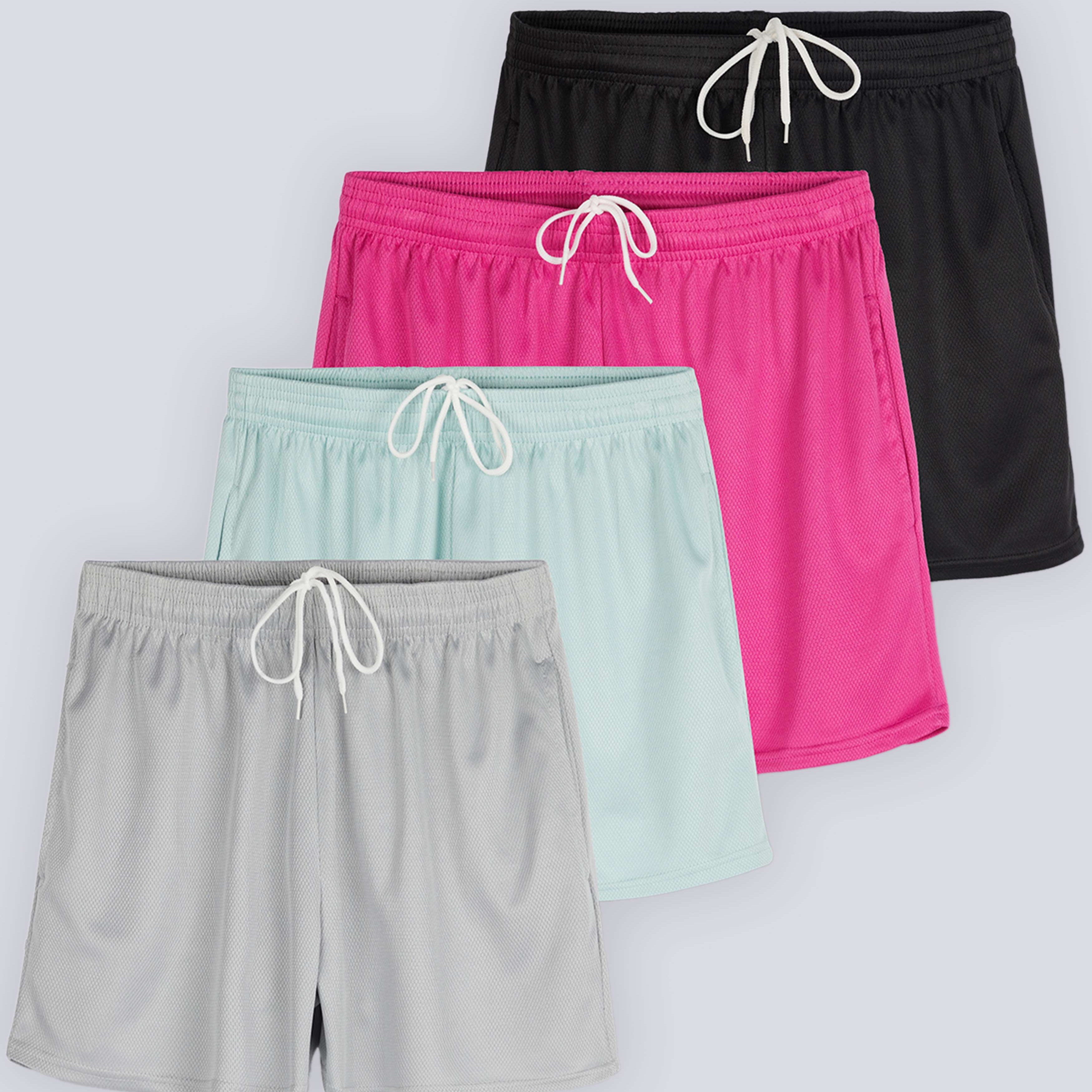 4 Pack: Womens Active Mesh Shorts