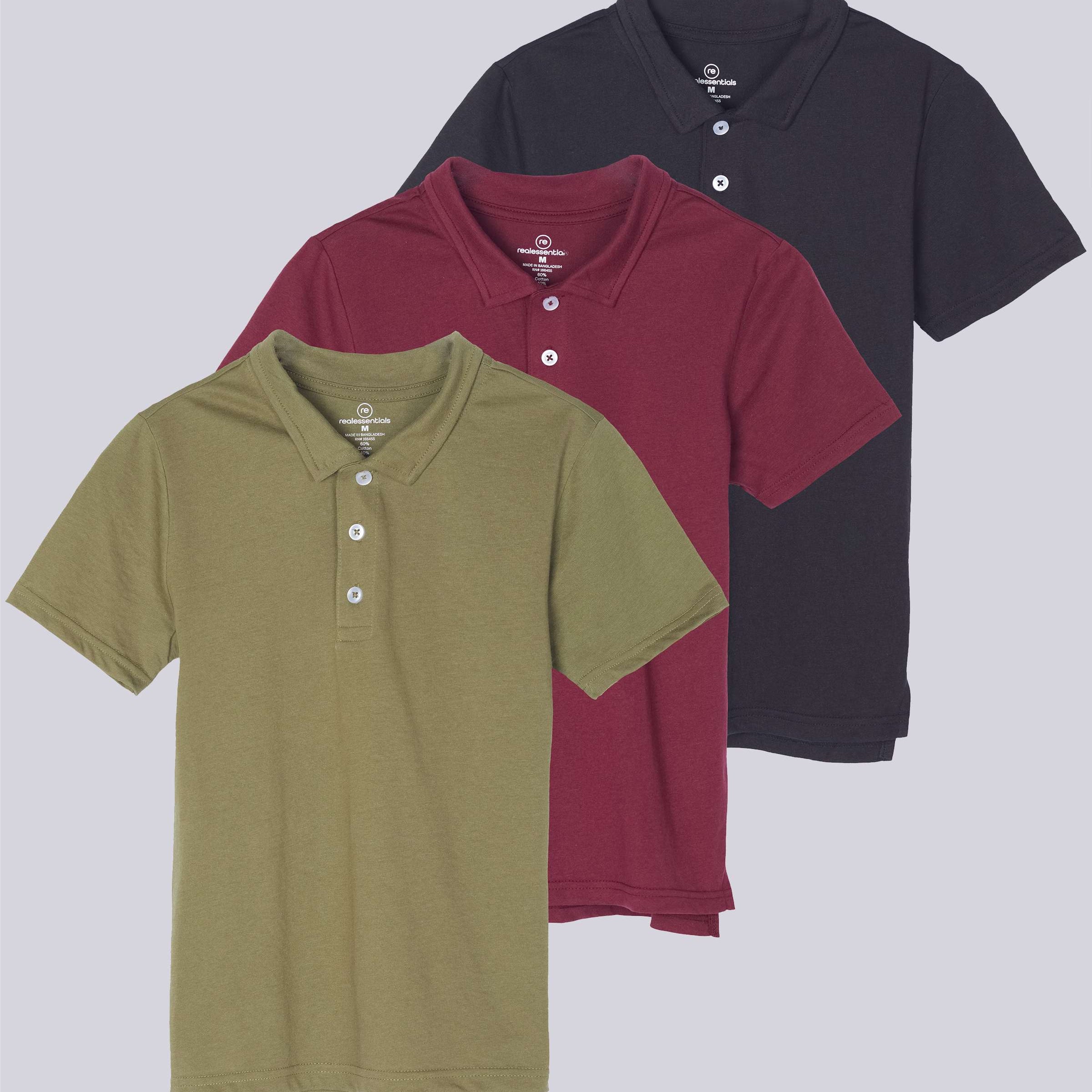 3 Pack: Boys' Jersey Cotton Polo Shirt