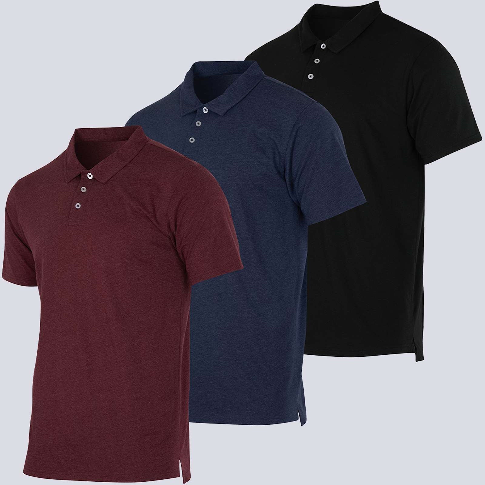 3 Pack: Men's Jersey Cotton Short Sleeve Polo Shirt