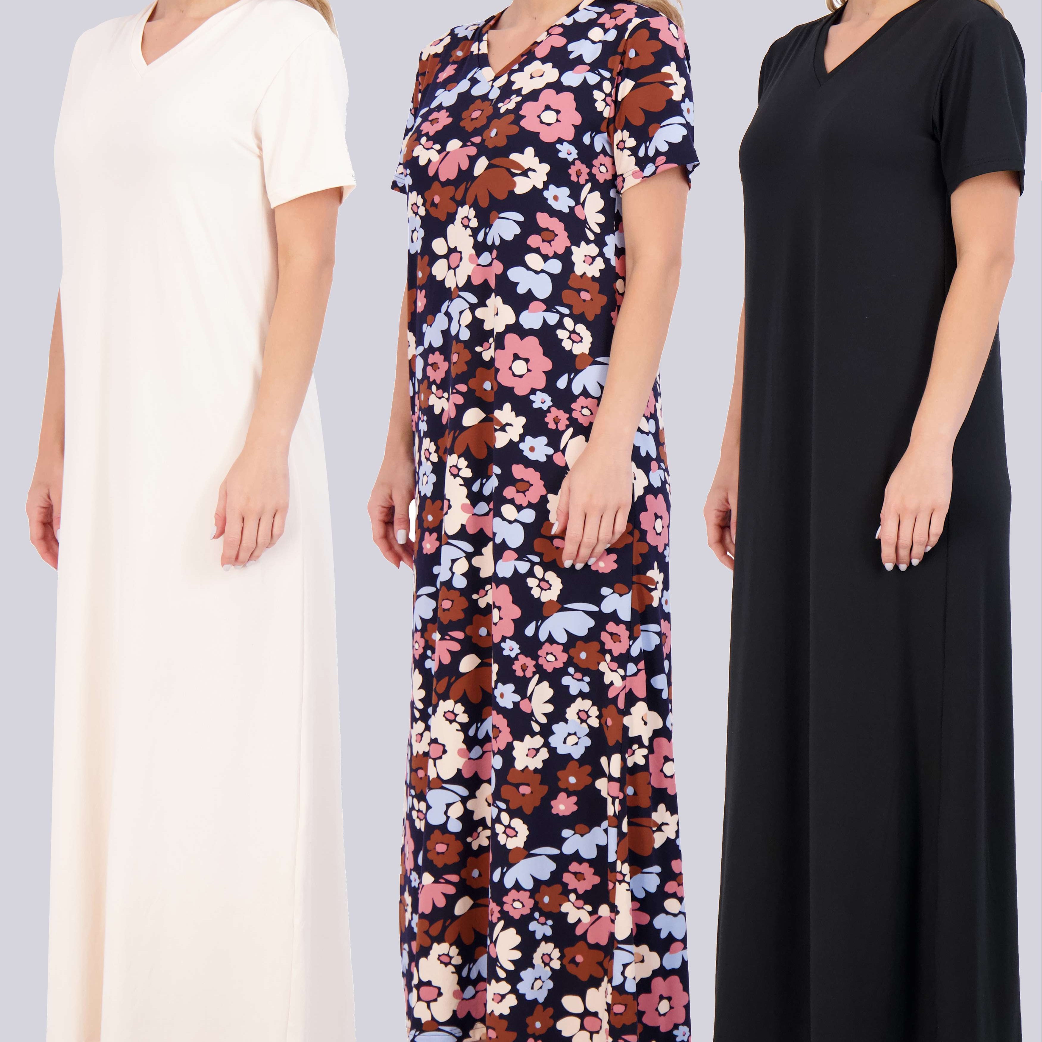 3 Pack: Women's Soft Maxi Nightshirt (Available in Plus Size)
