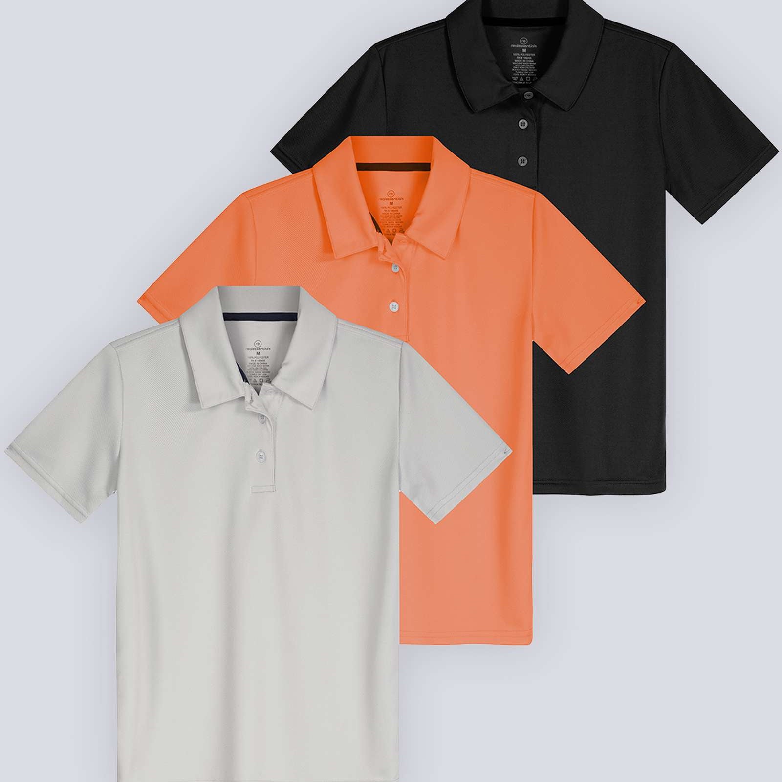 3 Pack: Girls' Short Sleeve Performance Polo