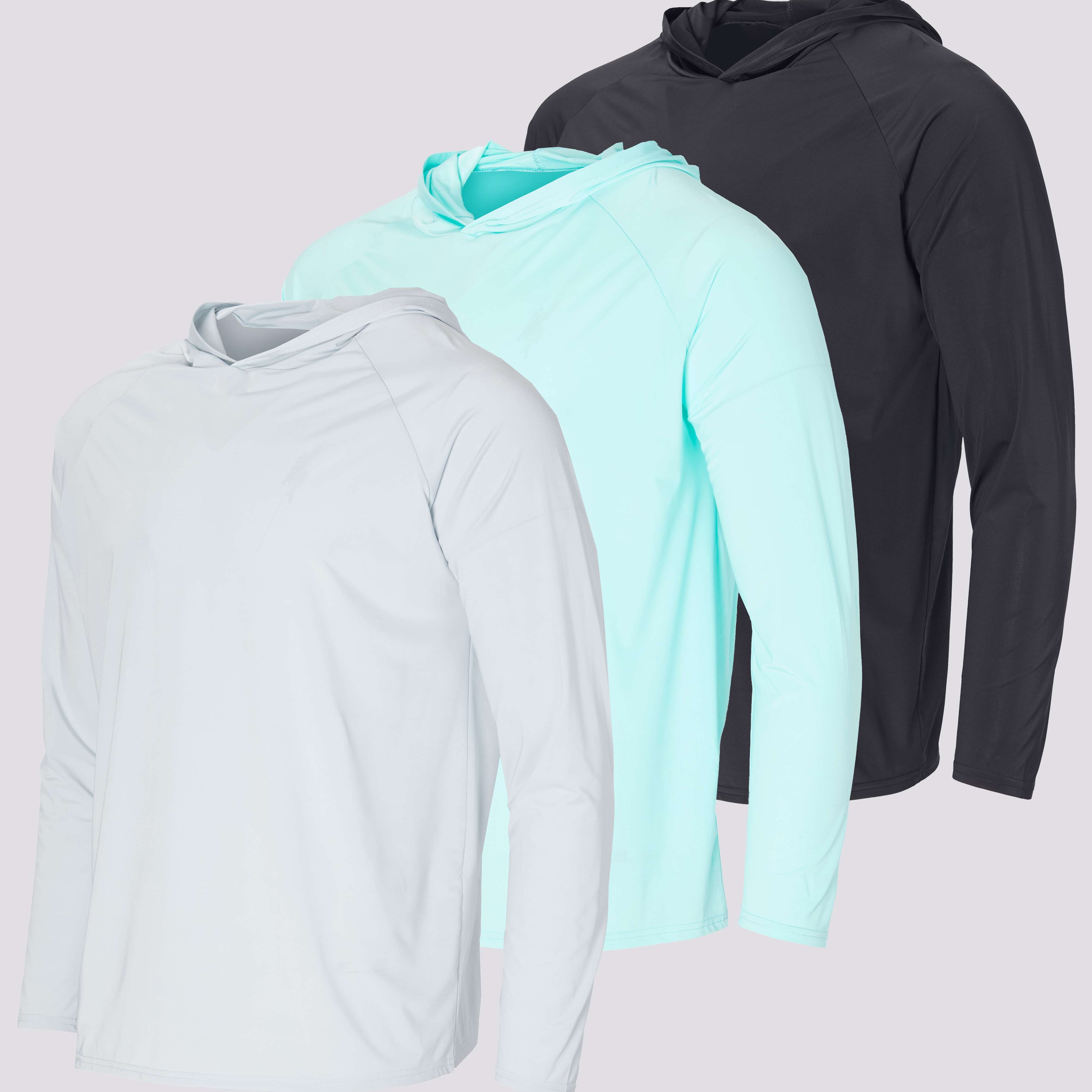 3 Pack: Men's Rash Guard Hoodie (Available In Big & Tall)