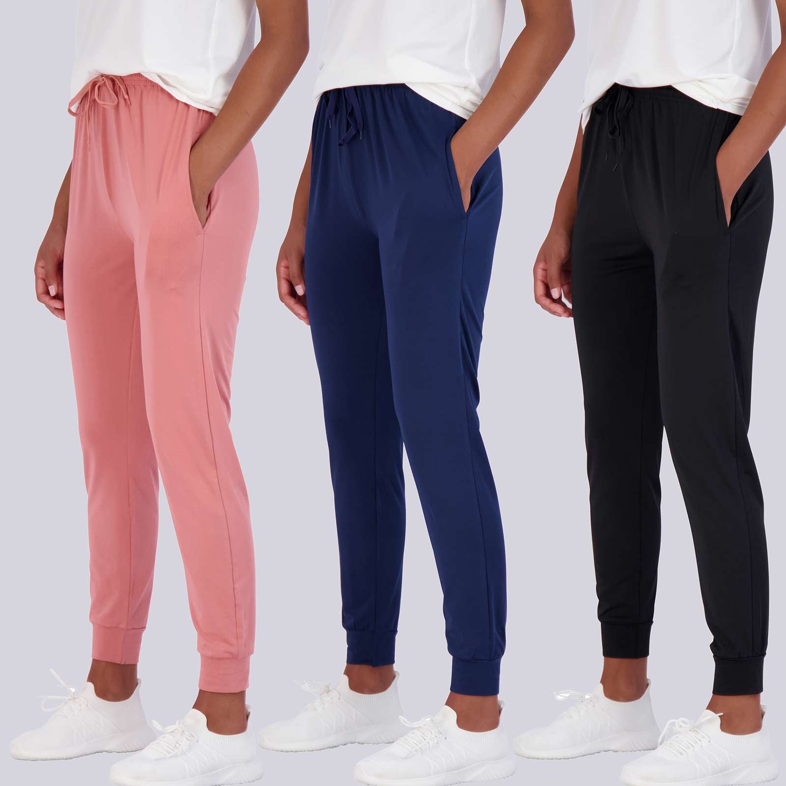 3 Pack: Womens Dry-Fit Active Joggers