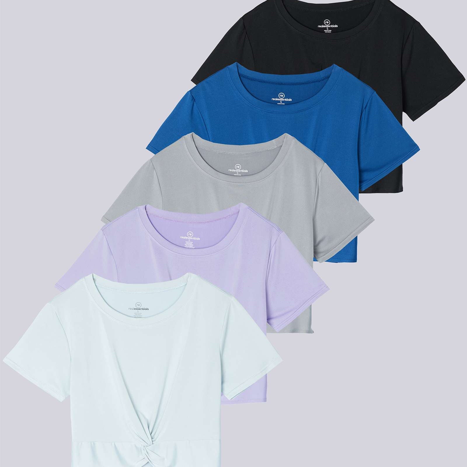5 Pack: Women's Short Sleeve Twist Front Crop Top