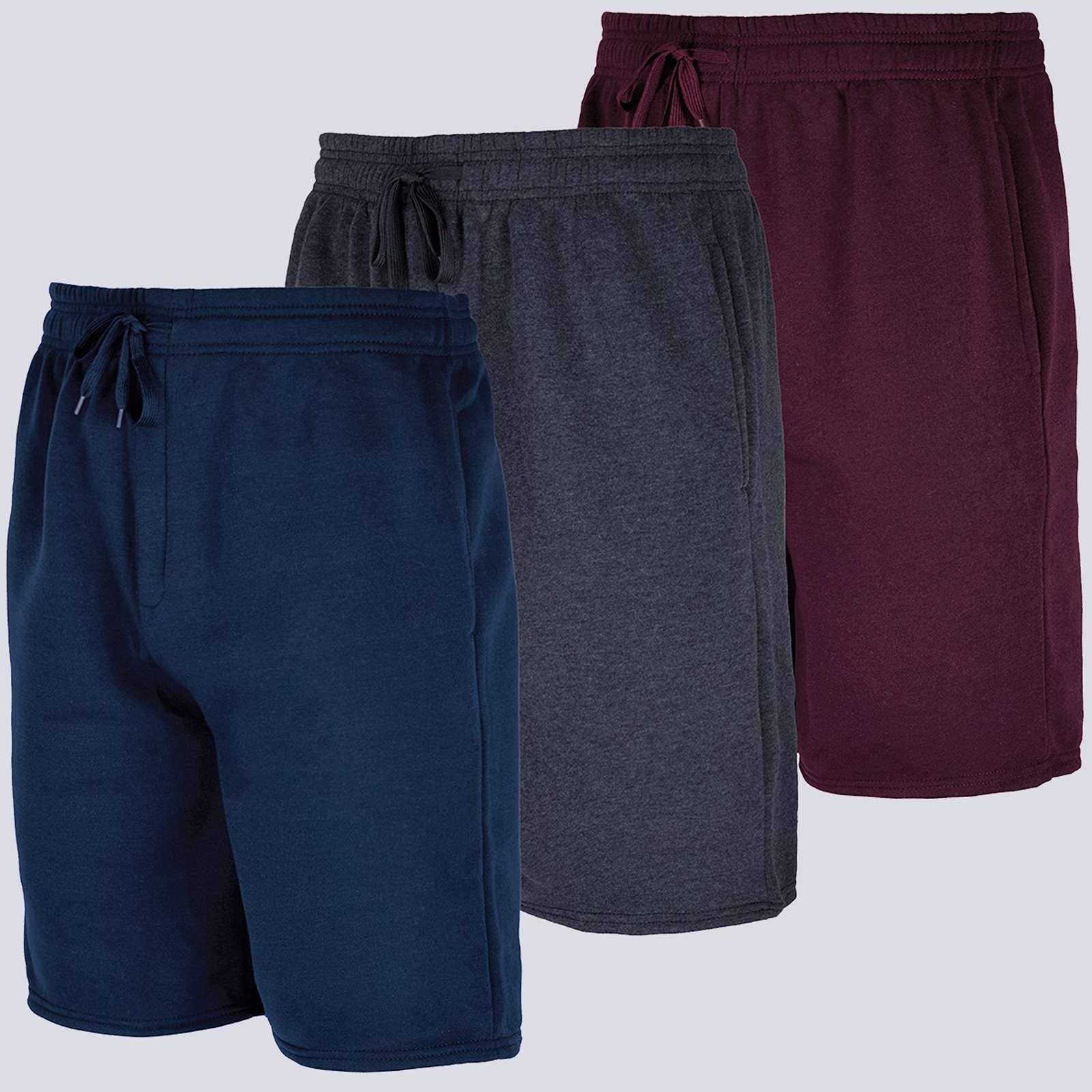 3 Pack: Mens 9" Fleece Casual Lounge Shorts