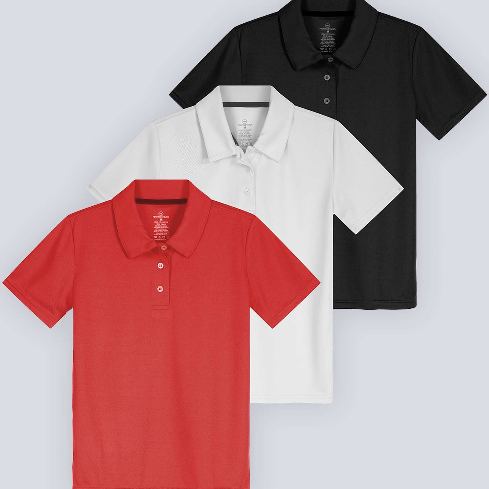 3 Pack: Girls' Short Sleeve Performance Polo