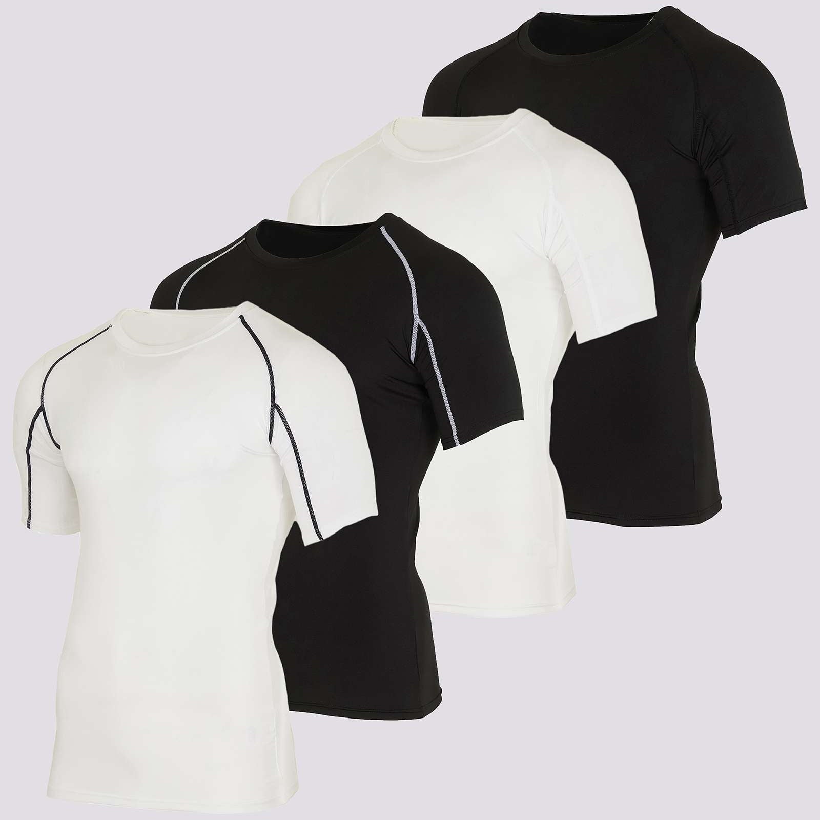 4 Pack: Mens Short Sleeve Compression Shirt