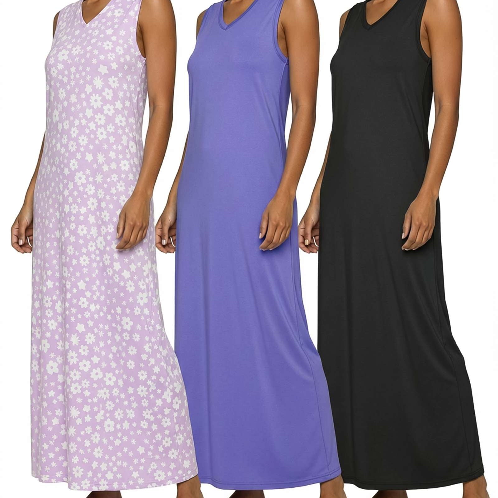 3 Pack: Women's Soft Tank Nightgown (Available in Plus Size)