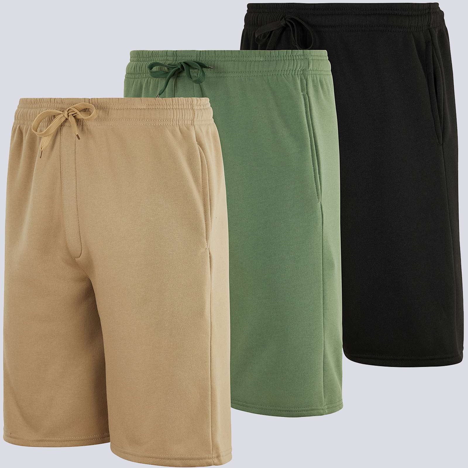 3 Pack: Mens 9" Fleece Casual Lounge Shorts