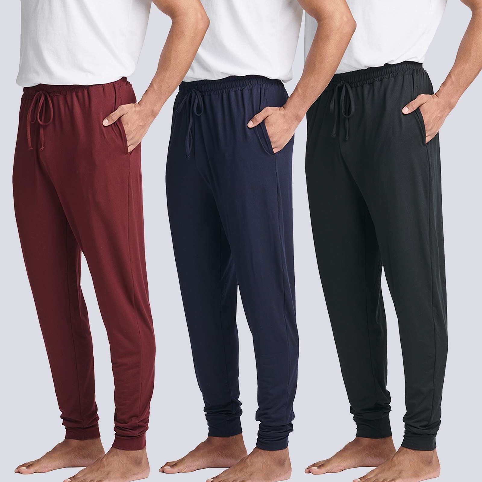 3 Pack: Men's Soft Lounge Sleep Joggers
