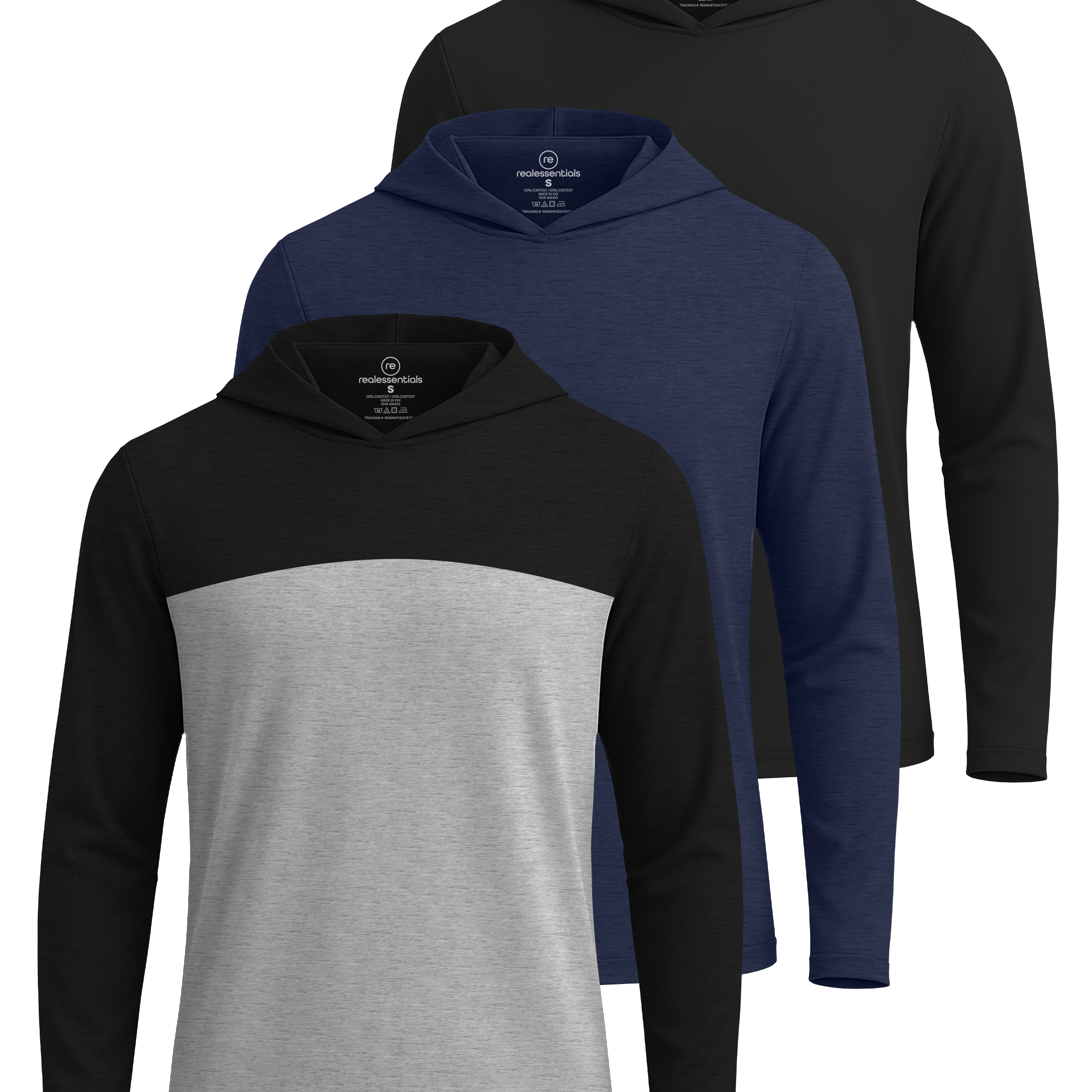3 Pack: Mens Dry Fit Active Hoodie Pullover Sweatshirt