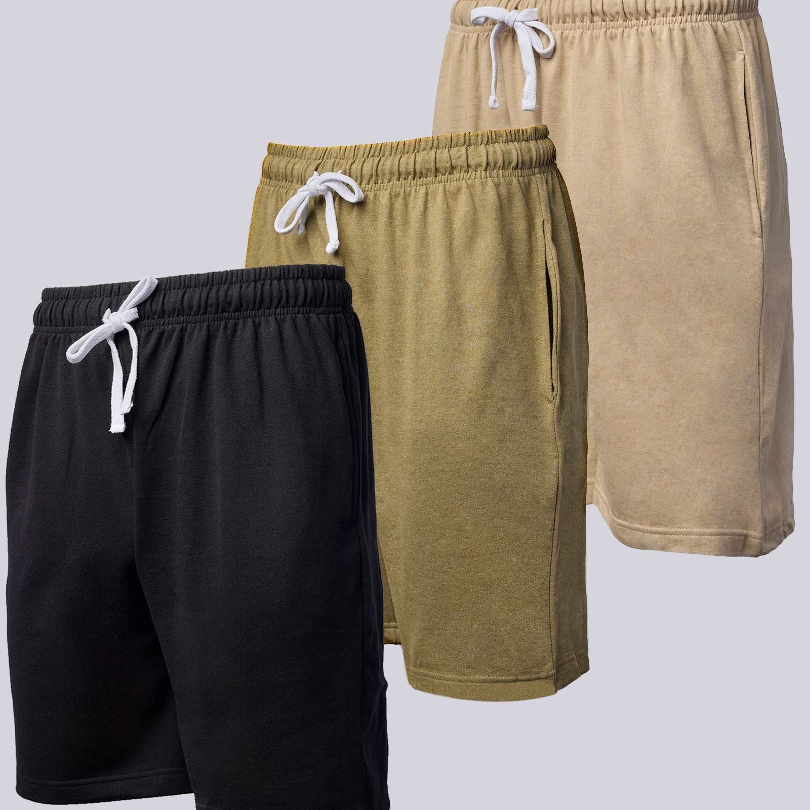 3 Pack: Mens 9" French Terry Casual Shorts