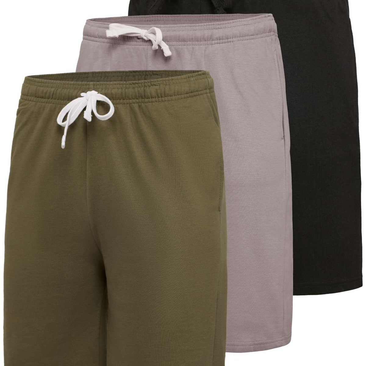 Real Essentials 3 Pack: Men’s 9" Cotton Fleece Sweat Short – Casual Gym, Lounge & Sleep Shorts with Pockets