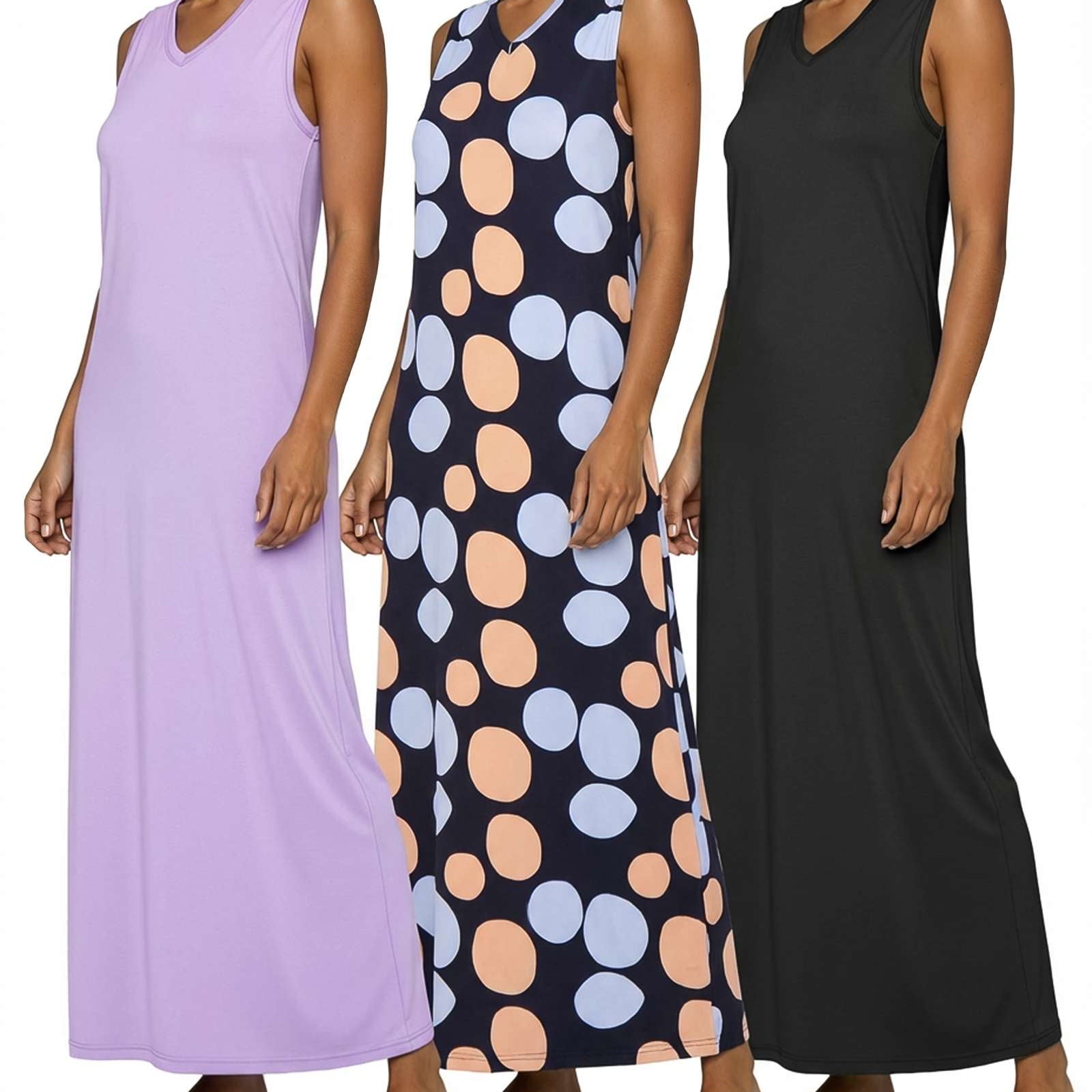 3 Pack: Women's Soft Tank Nightgown (Available in Plus Size)
