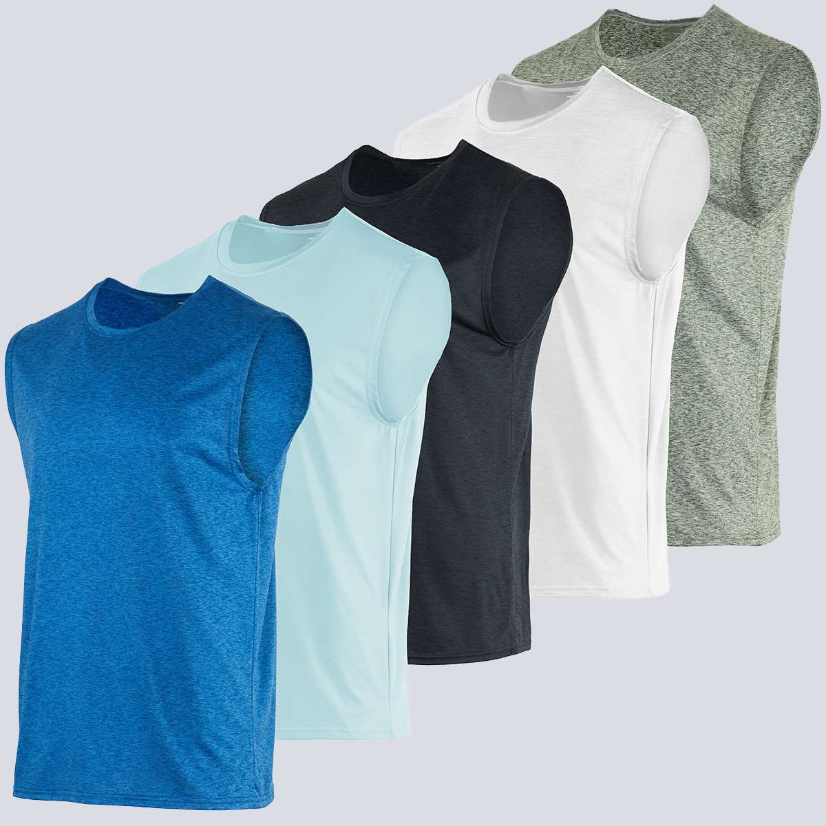 5 Pack: Mens Dry-Fit Active Tech Tank Top