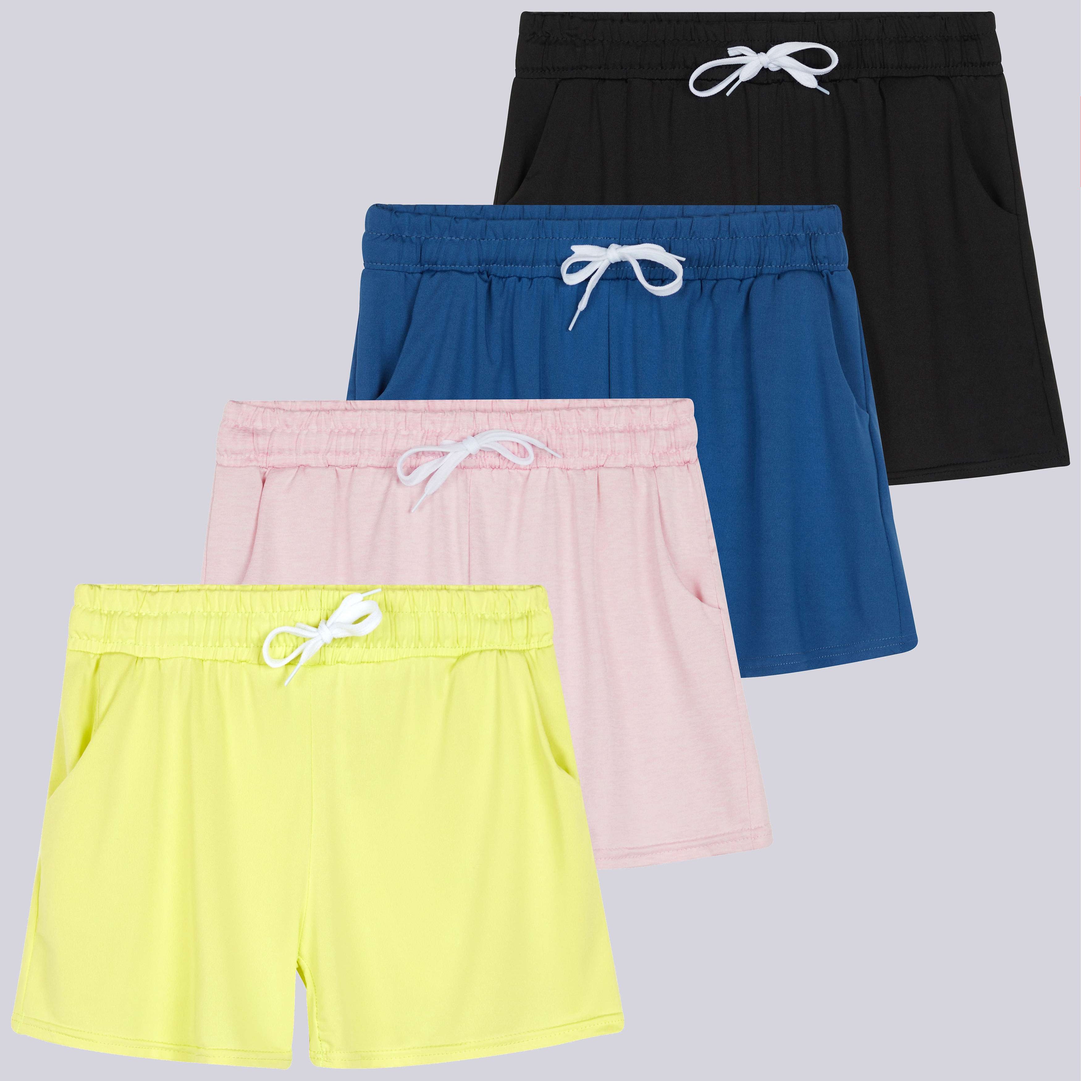 4 Pack: Girls Dry-Fit Active Shorts