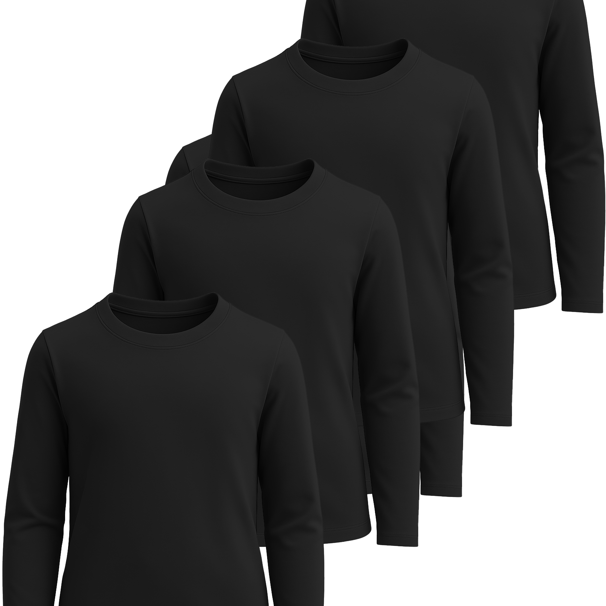 4 Pack: Girls Cotton Long Sleeve T Shirts Teens Tops Athletic Tee Plain Basic Multipack Youth Kids