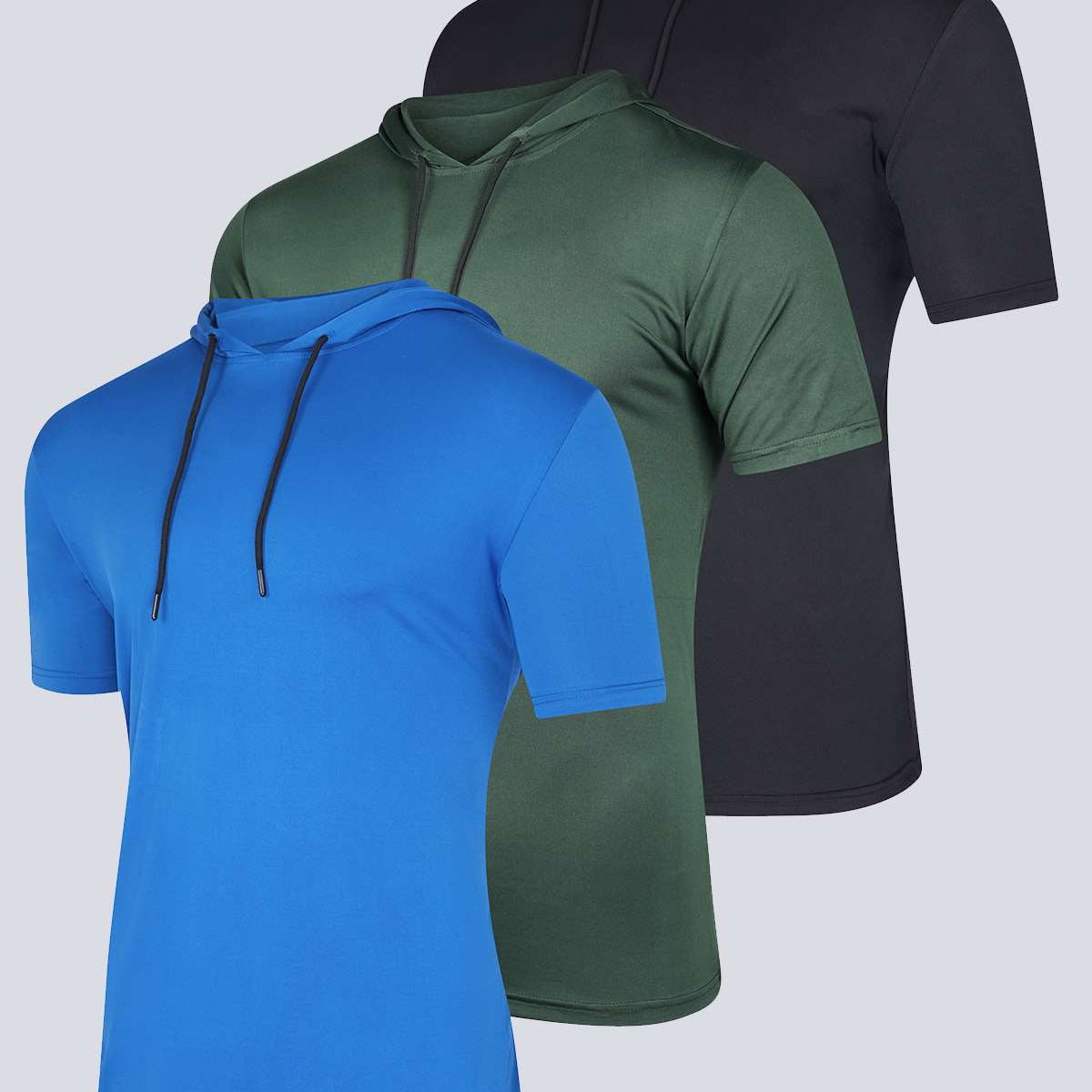 3 Pack: Mens Dry Fit Short Sleeve Active Hoodie Pullover (Available In Big & Tall)