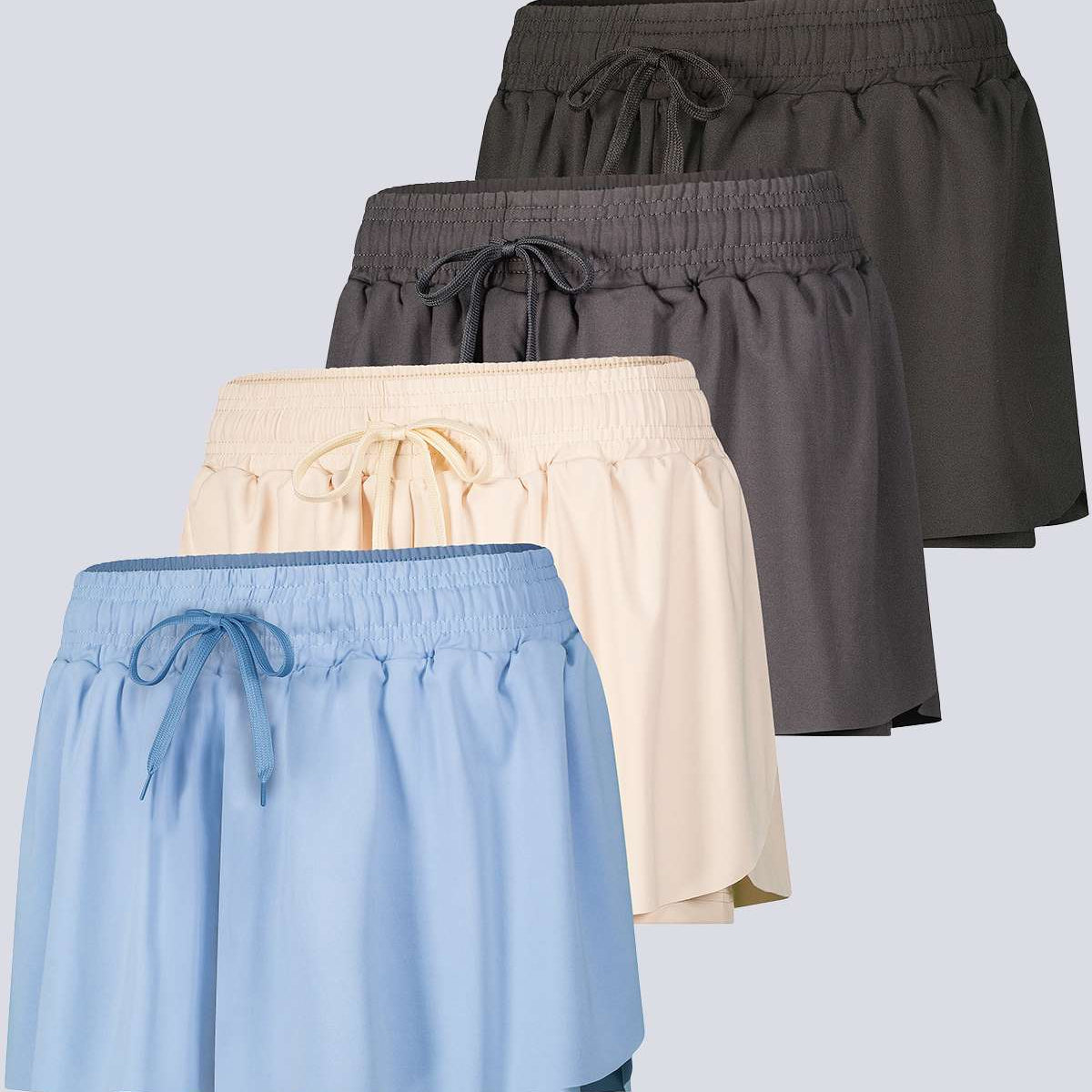 4 Pack: Womens Flowy Dry Fit Running Short - Gym Yoga Workout Summer Shorts (Available In Plus Size)