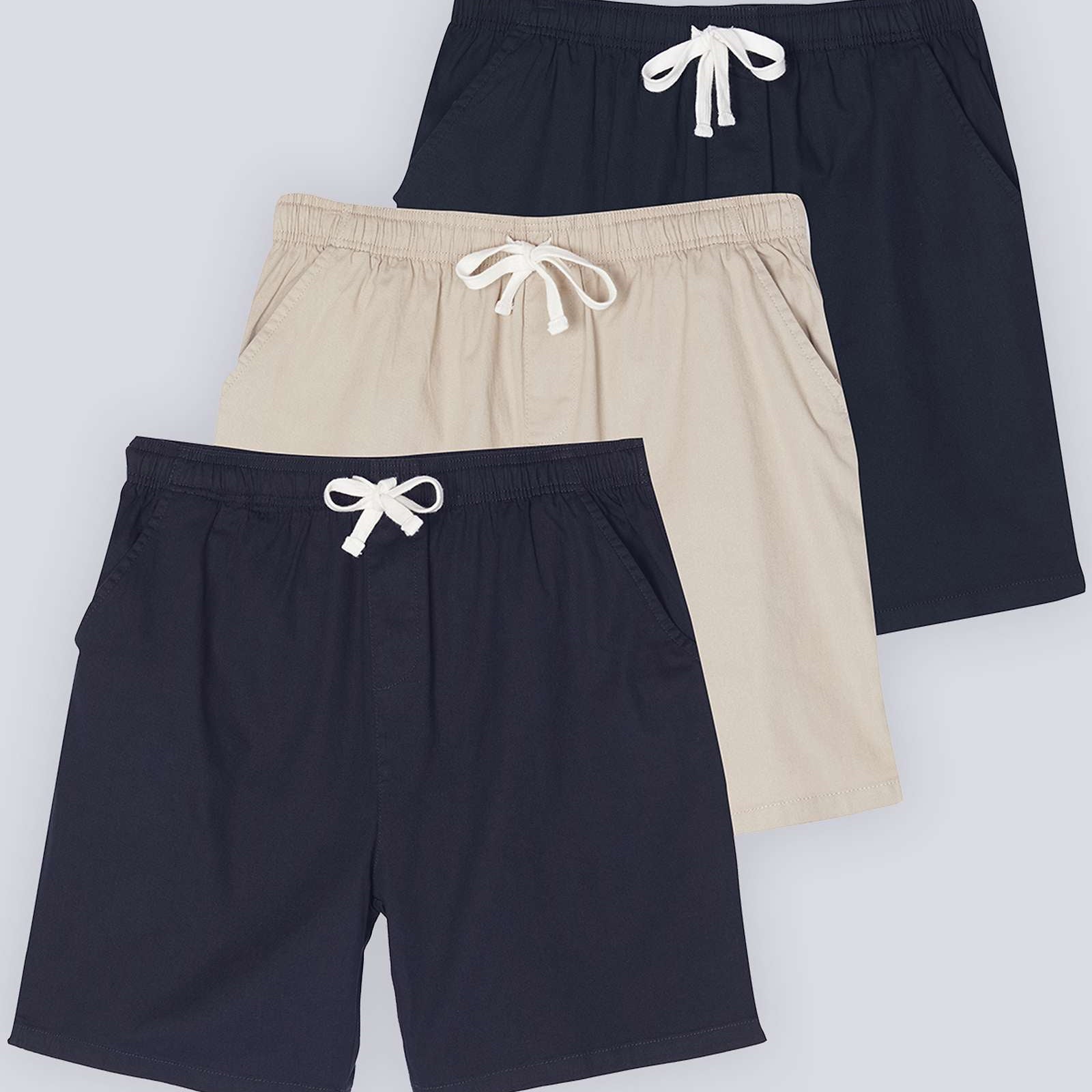 3 Pack: Men's Cotton 7" Walk Short