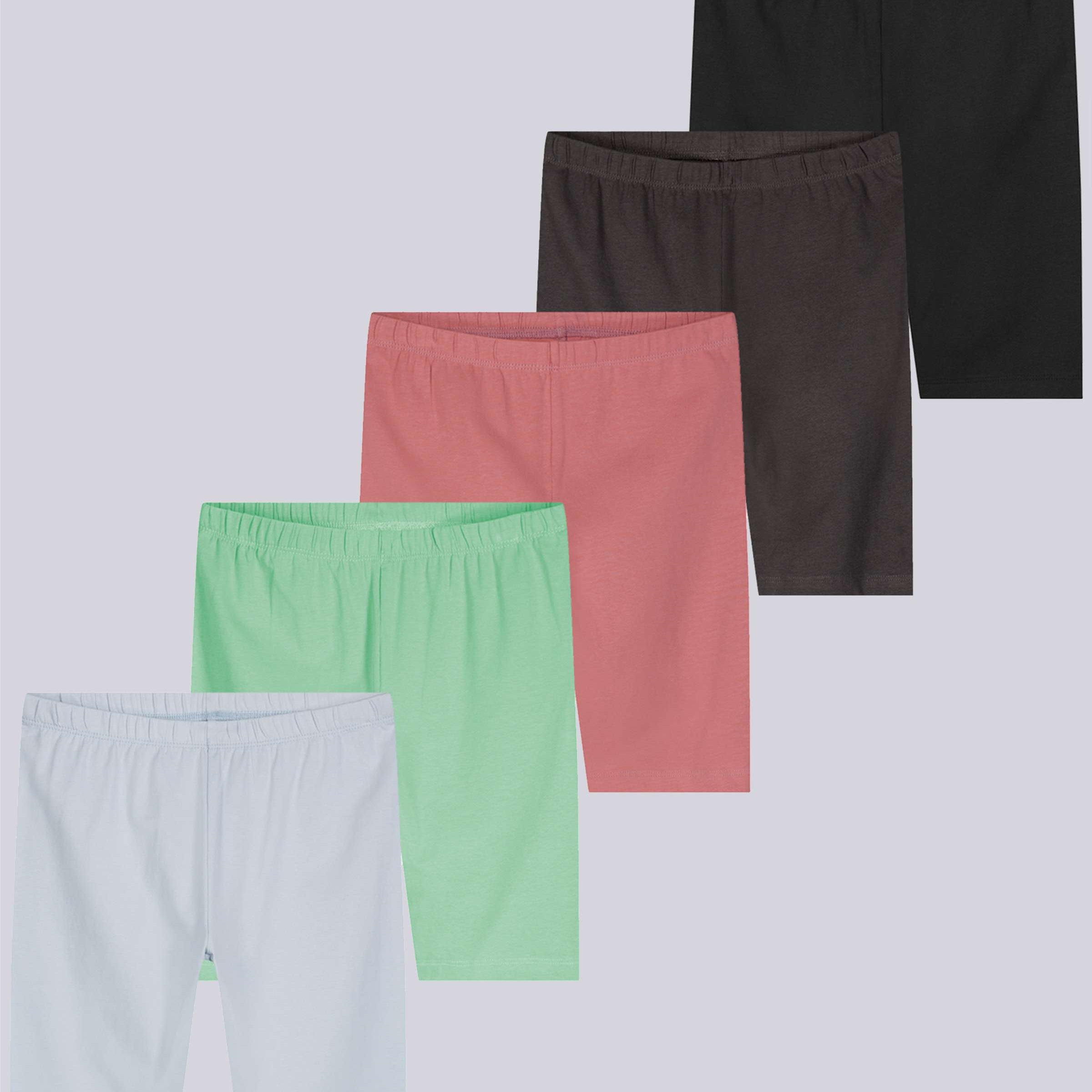 5 Pack: Girls' Cotton Spandex Biker Shorts