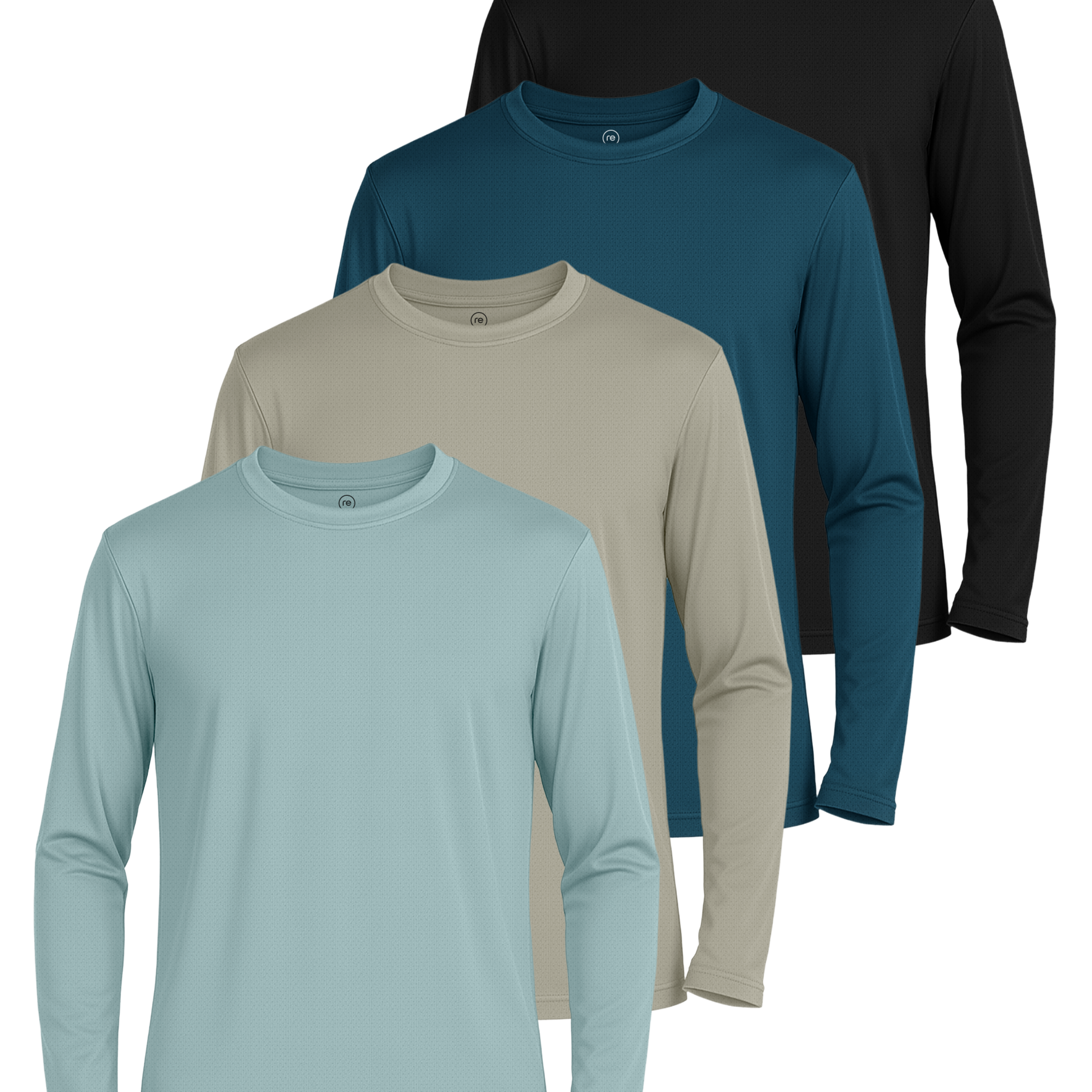 Real Essentials 4 Pack: Boys' Mesh Long Sleeve Athletic T-Shirt - Kids Teens Youth Active Tees Running Tops (Ages 4-18)