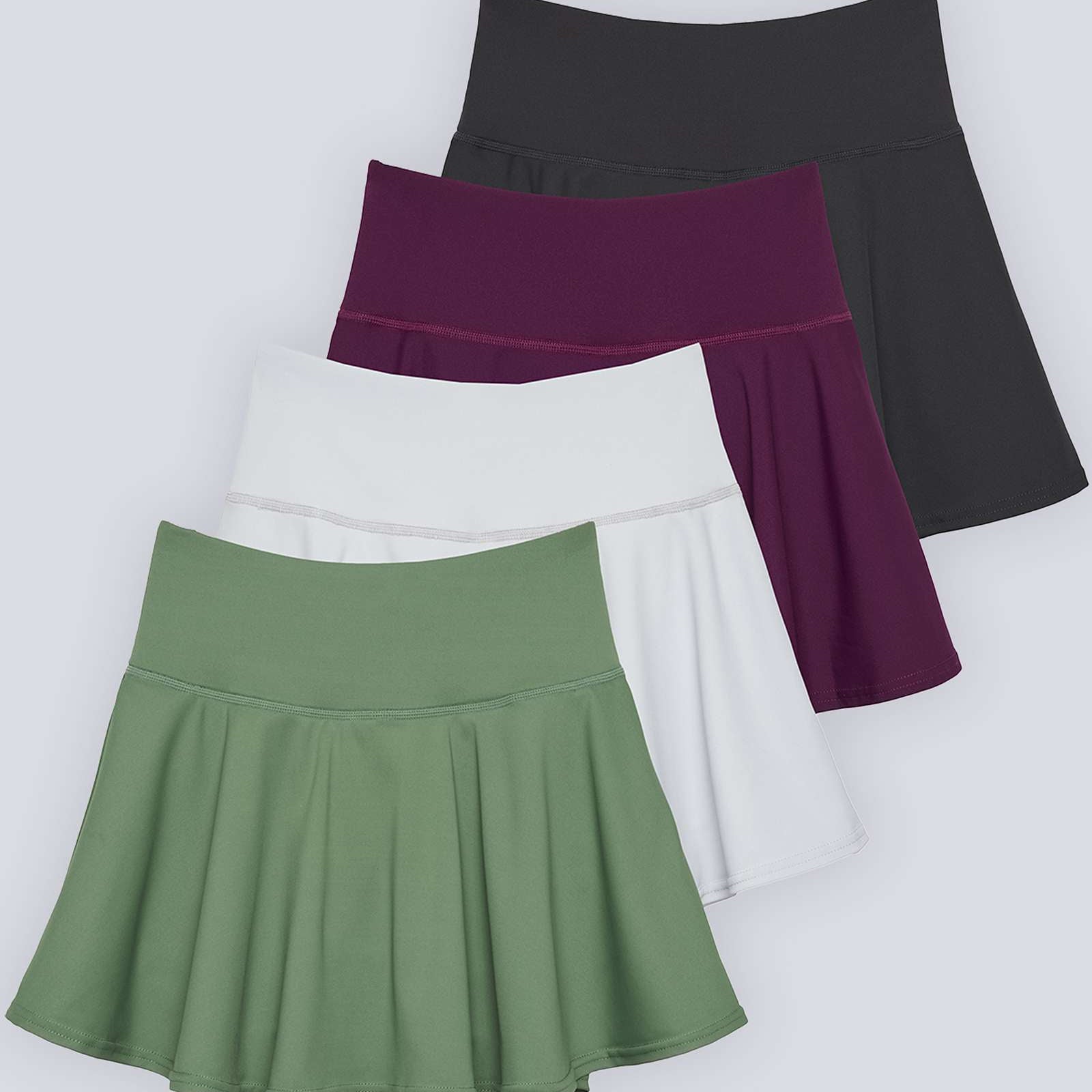 4 Pack: Women's High Waisted Tennis Skirts