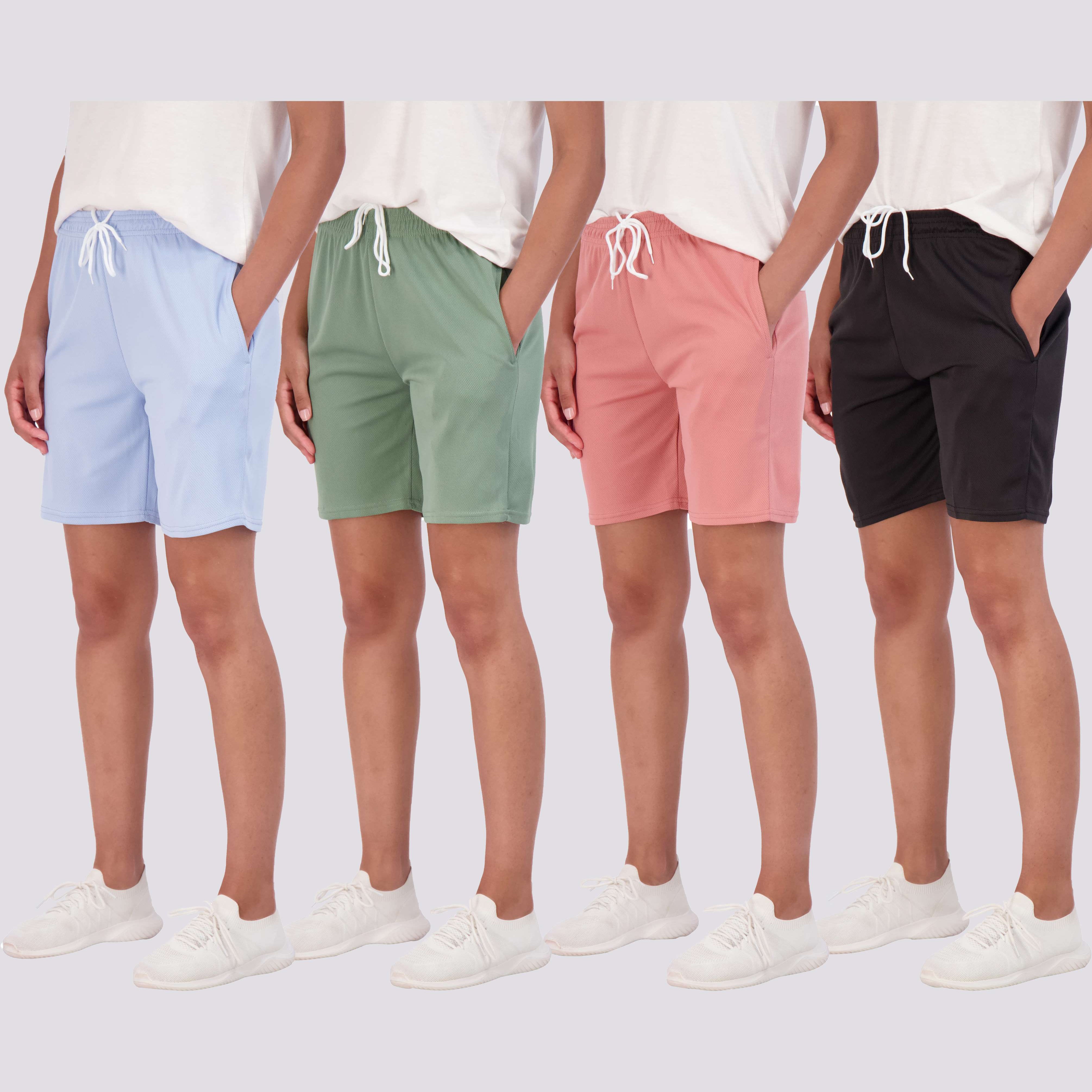 4 Pack: Women's 7" Mesh Quick-Dry Bermuda Shorts