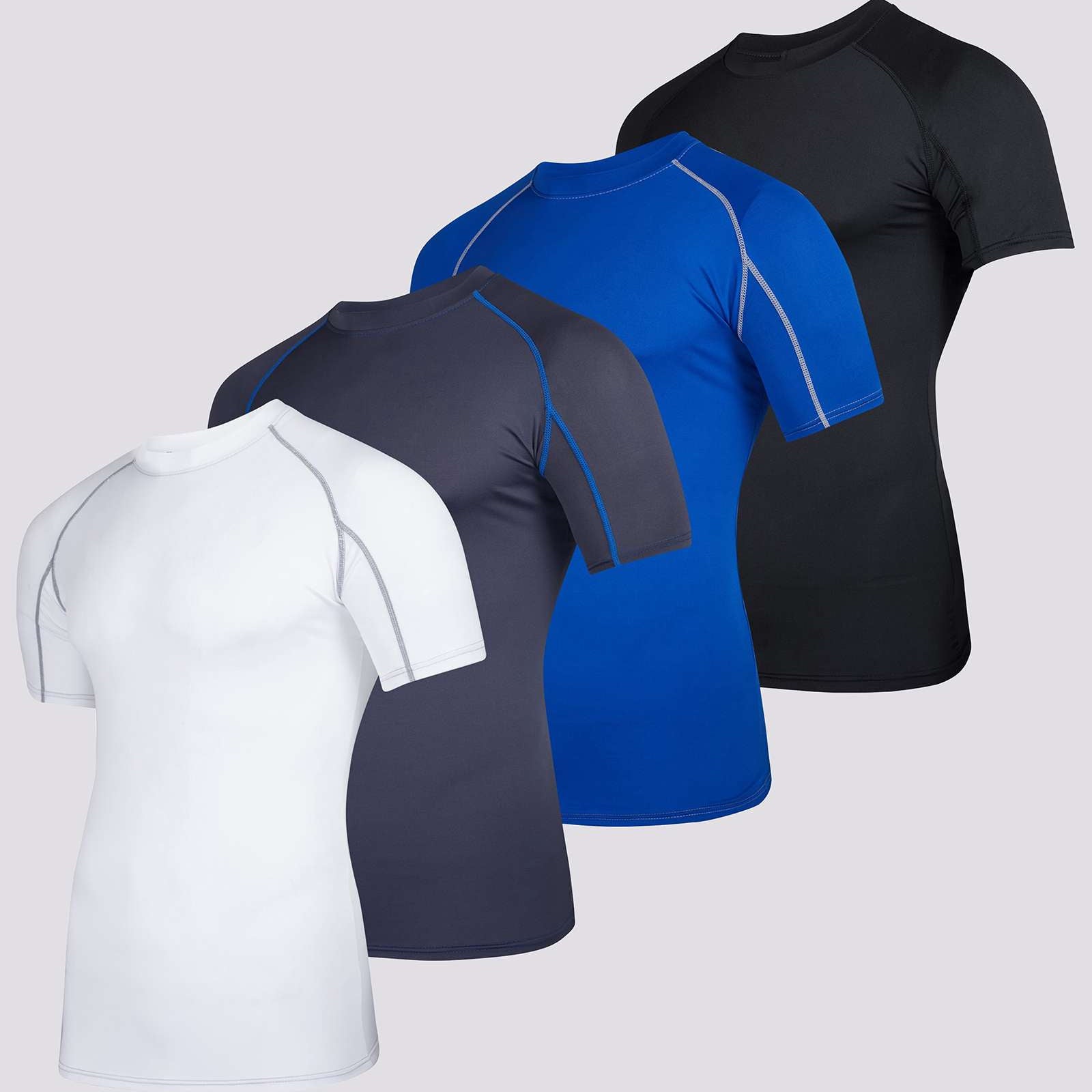 4 Pack: Mens Short Sleeve Compression Shirt