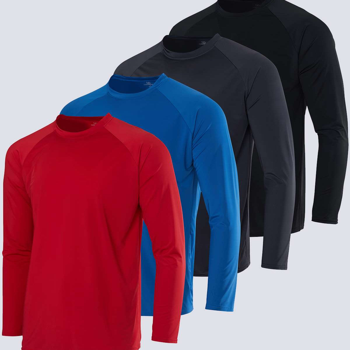 4 Pack: Men's Long Sleeve Rash Guard Shirt (Available In Big & Tall)