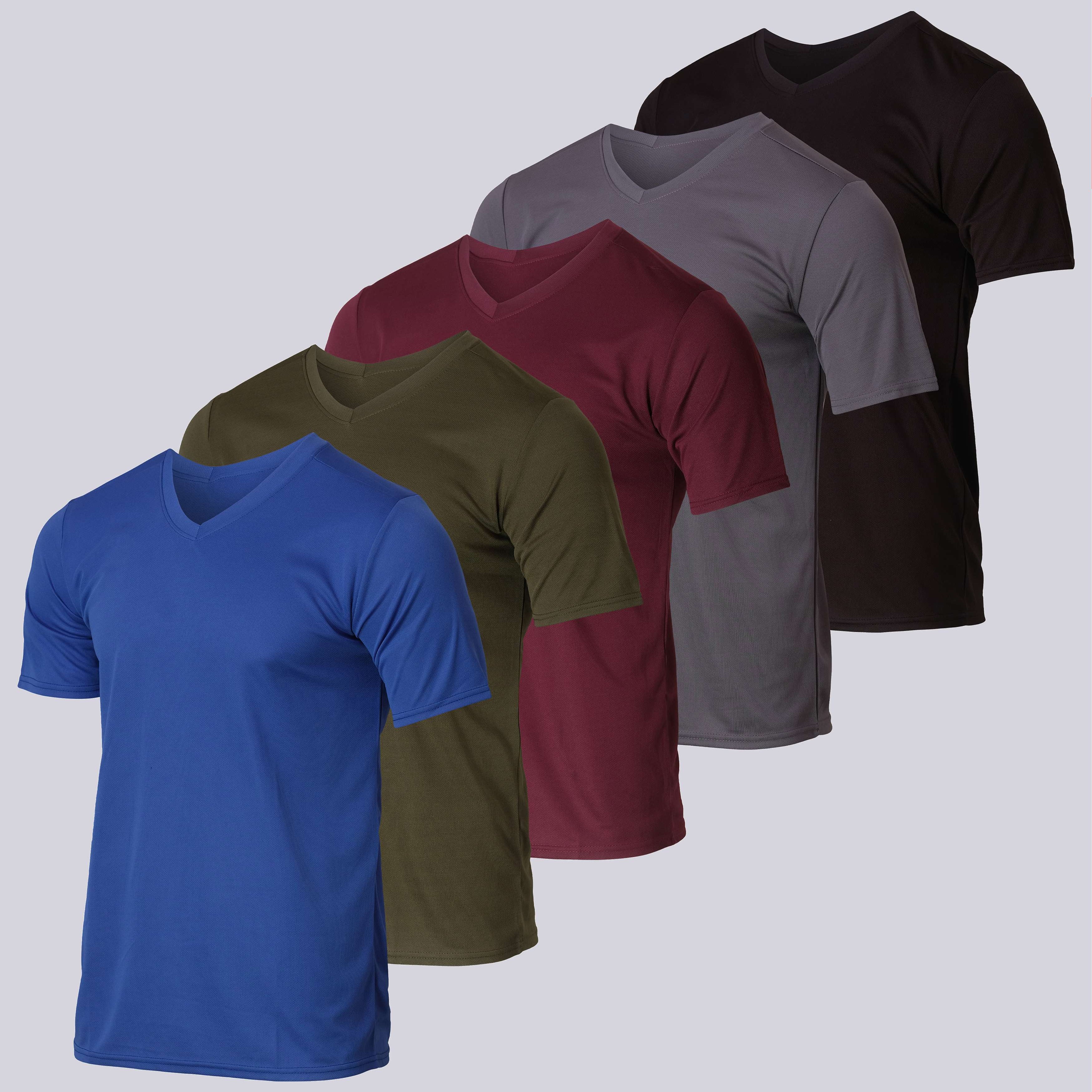 5 Pack: Mens V-Neck Mesh Active Short Sleeve T-Shirt (Available in Big & Tall)