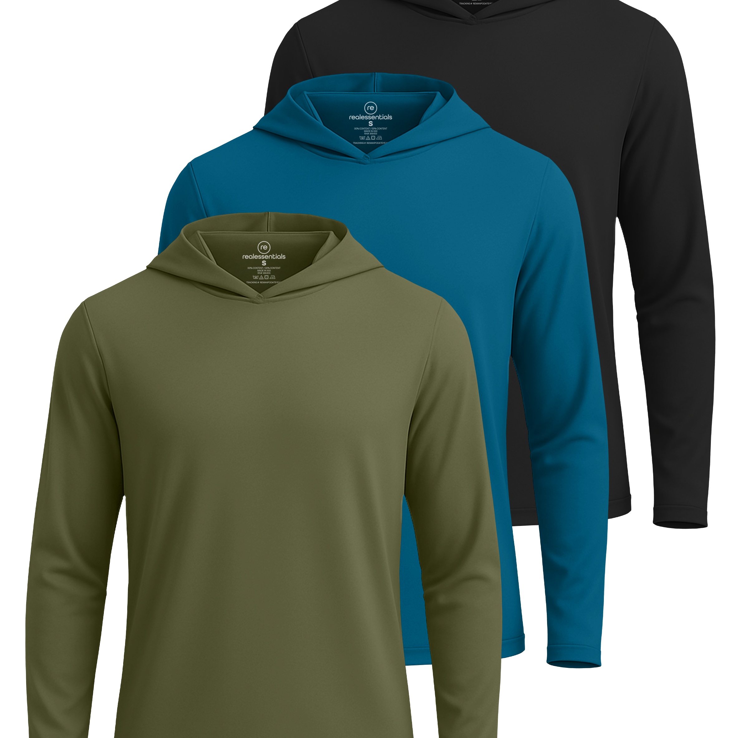 3 Pack: Mens Dry Fit Active Hoodie Pullover Sweatshirt