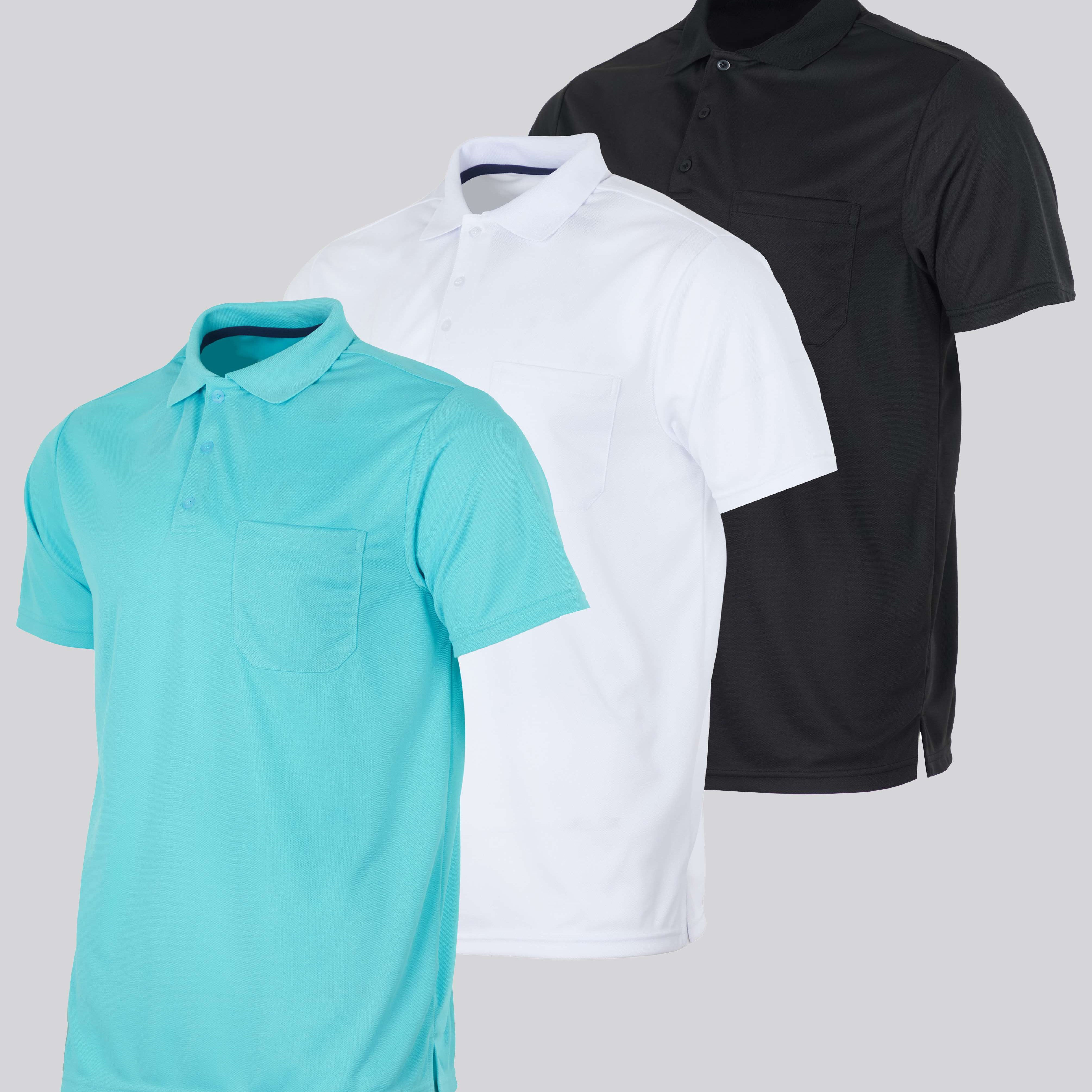 3 Pack: Men's Short Sleeve Dry-Fit Polo Shirt (Available in Big & Tall)