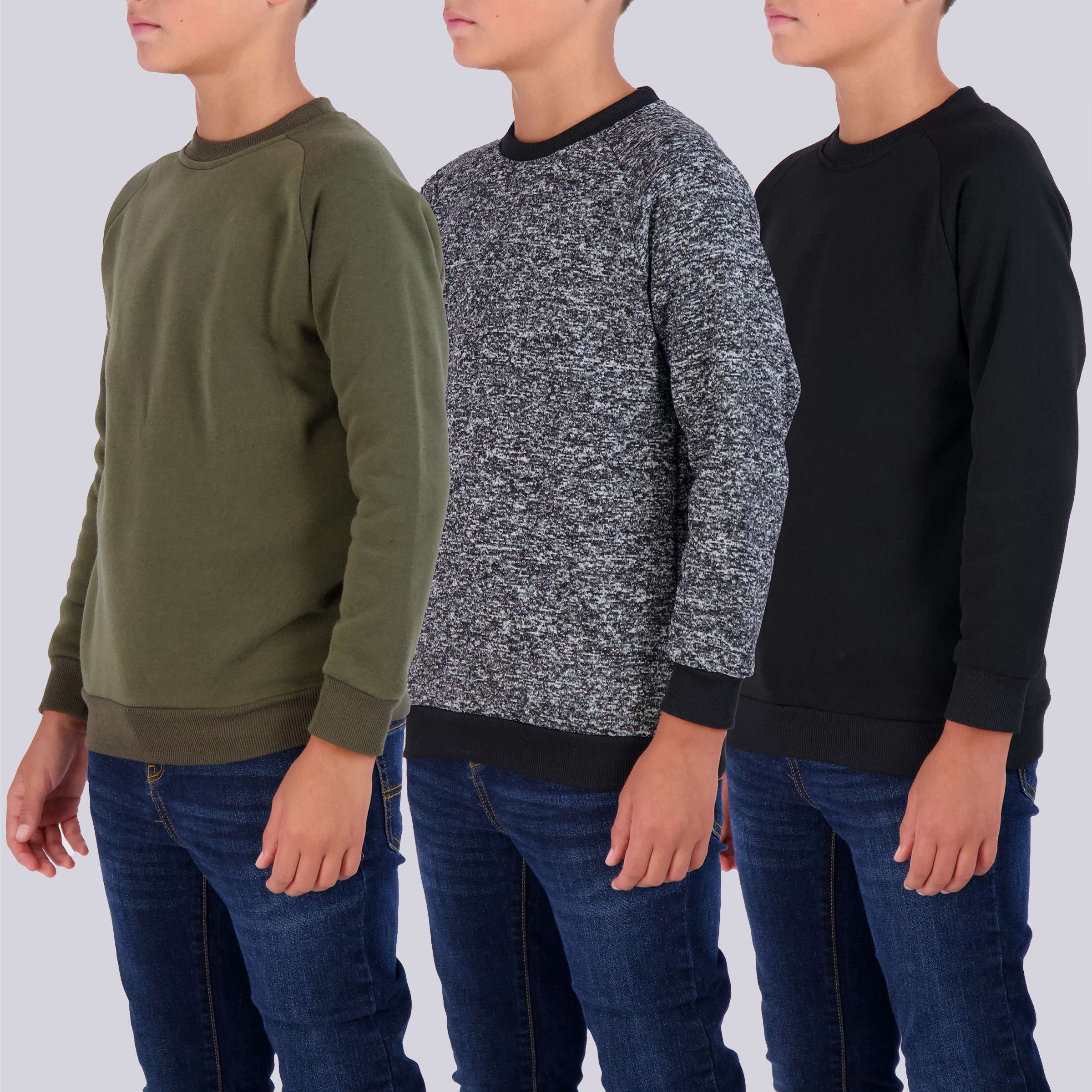 3 Pack: Boys Fleece Crew-Neck Pullover Sweatshirt