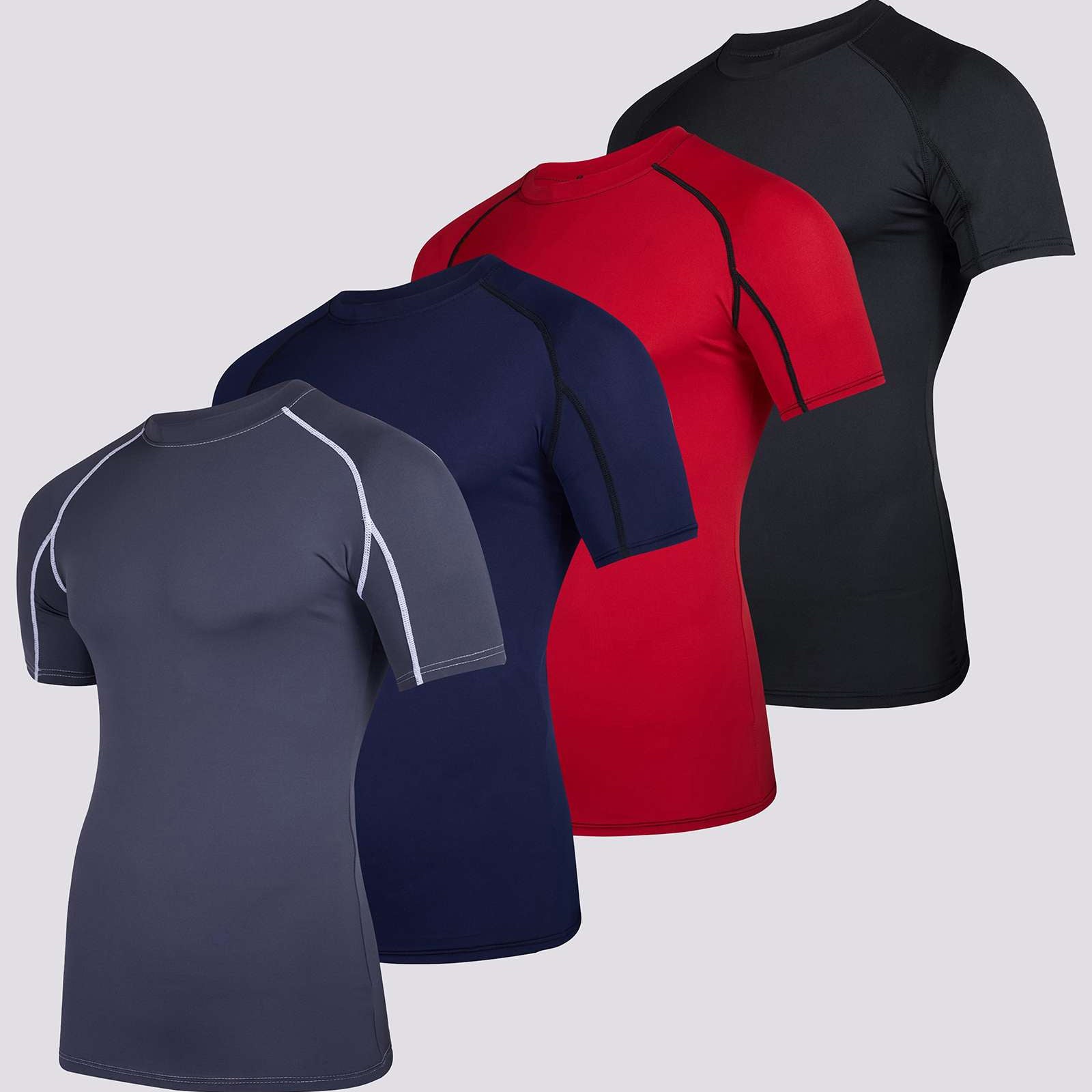 4 Pack: Mens Short Sleeve Compression Shirt